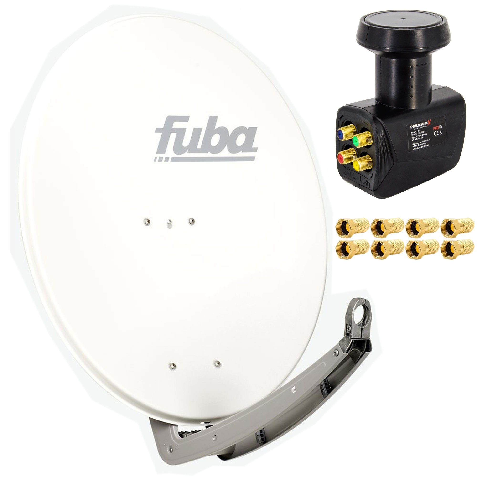 Fuba DAA 780 W Sat Anlage Schüssel Weiß Quad LNB 8x F-Stecker SAT-Antenne