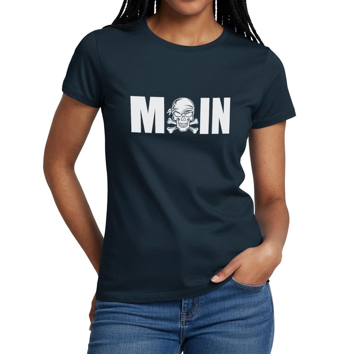 Spreadshirt T-Shirt Moin Mit Piratenkopf Markante Typo Ostsee Frauen T-Shirt (1-tlg) Slim Fit, fällt klein aus