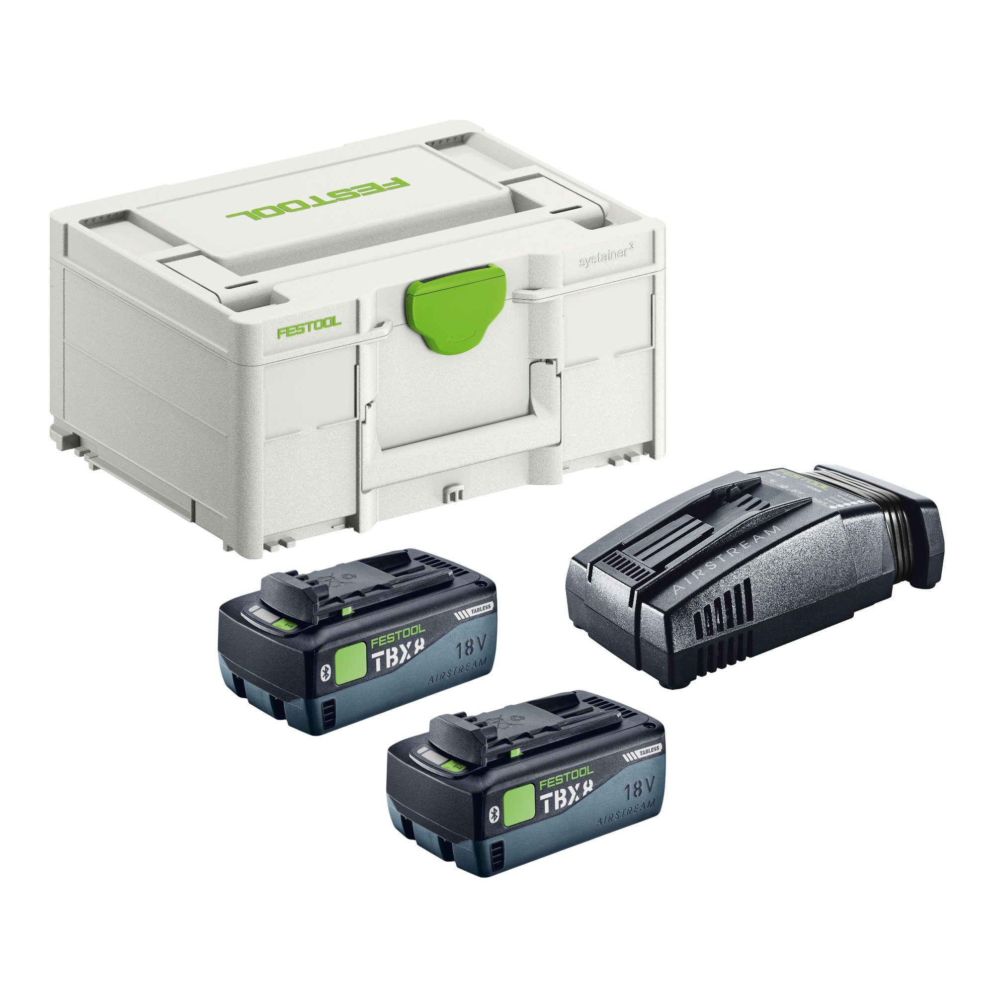 FESTOOL SYS 18V 2xTBX8/SCA16 Energie Set 2x BP 18 TBX 8 ASI Akku + SCA 16 Akkupacks