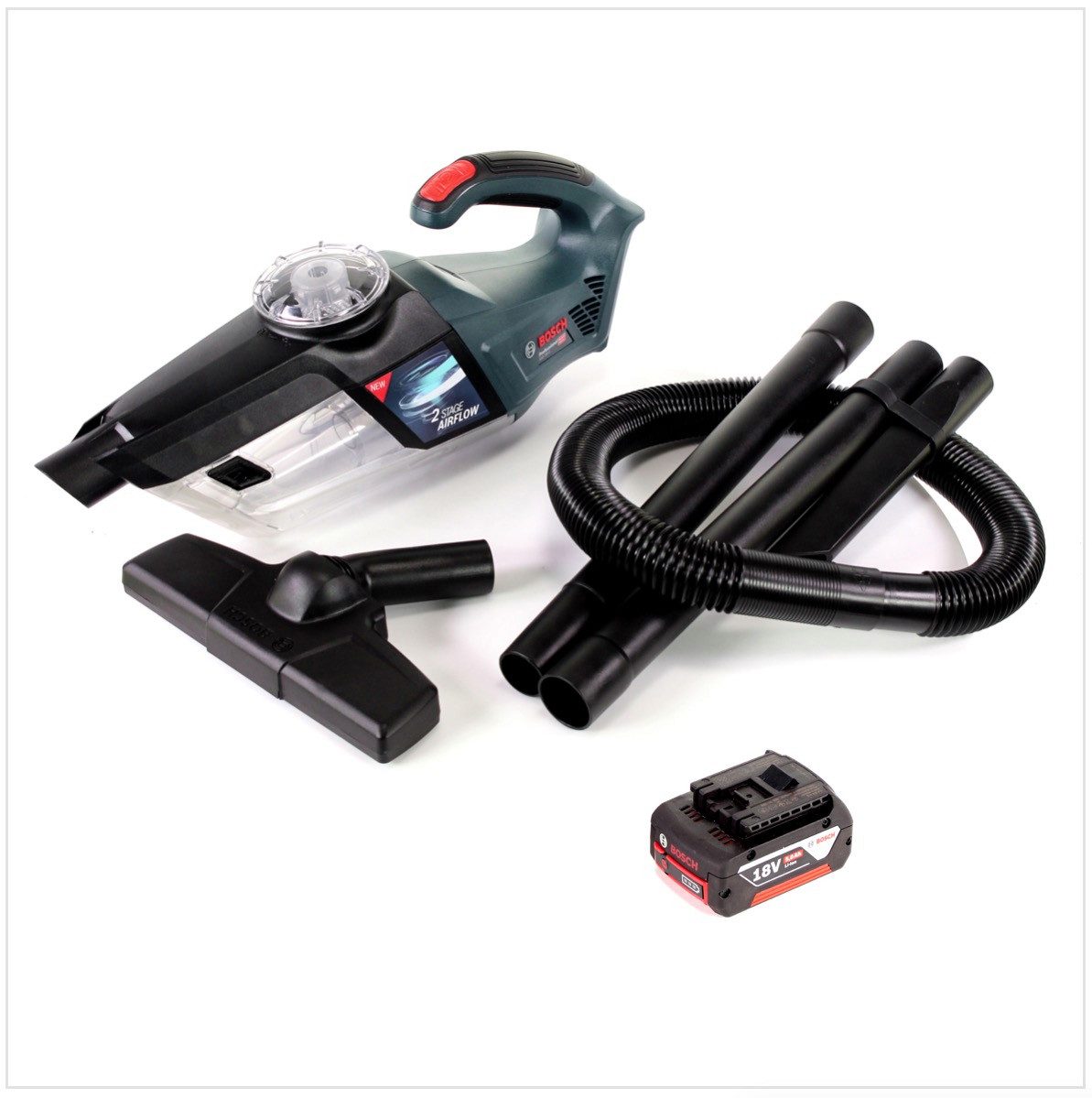 Bosch Professional Akku-Handstaubsauger GAS 18V-1 Akku Staubsauger 18V + 1x Akku 5,0Ah - ohne Ladegerät