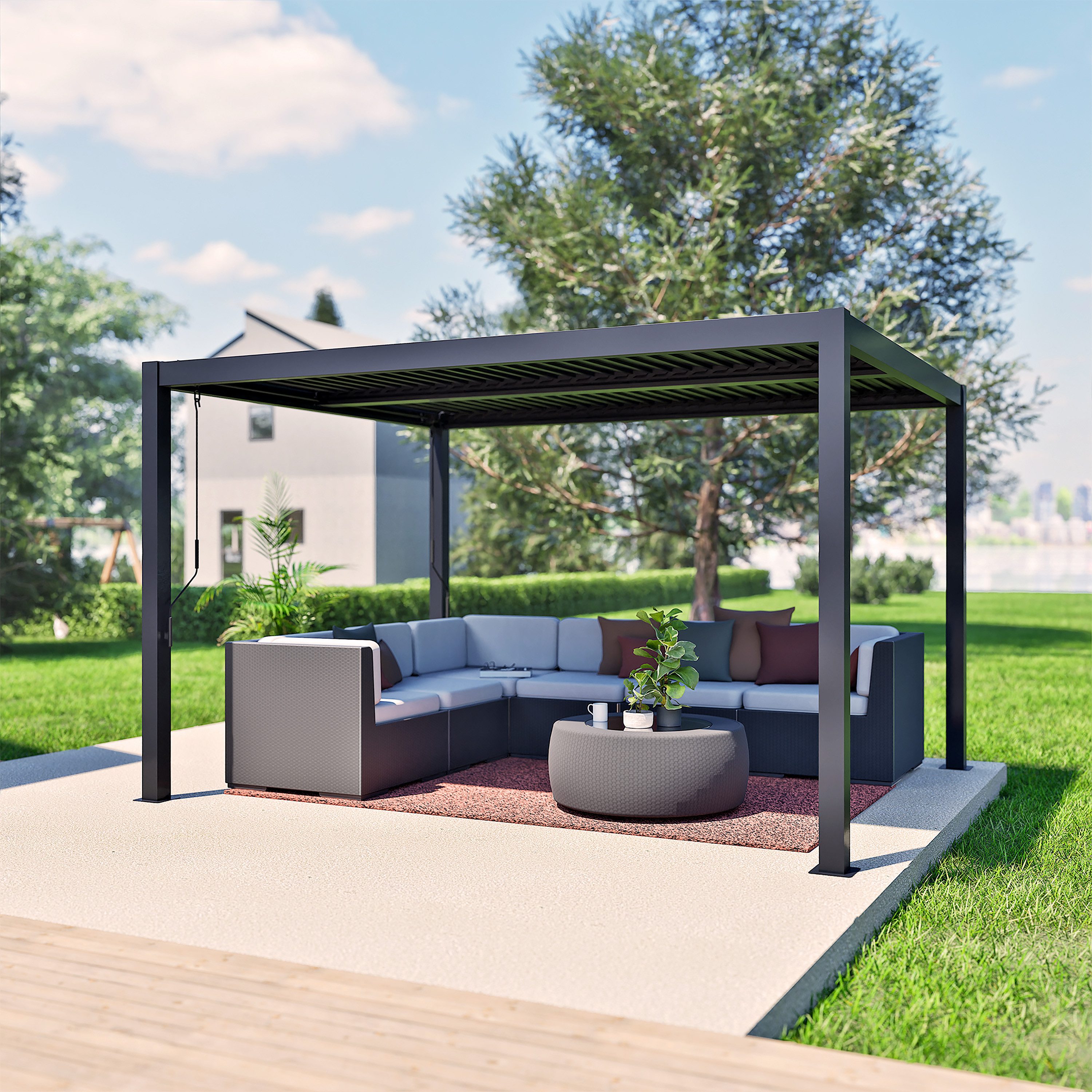 Sojag Pergola Milo 1012 Schwarz, BxTxH: 297,5x365,5x224,6 cm, Massive Stahlkonstruktion
