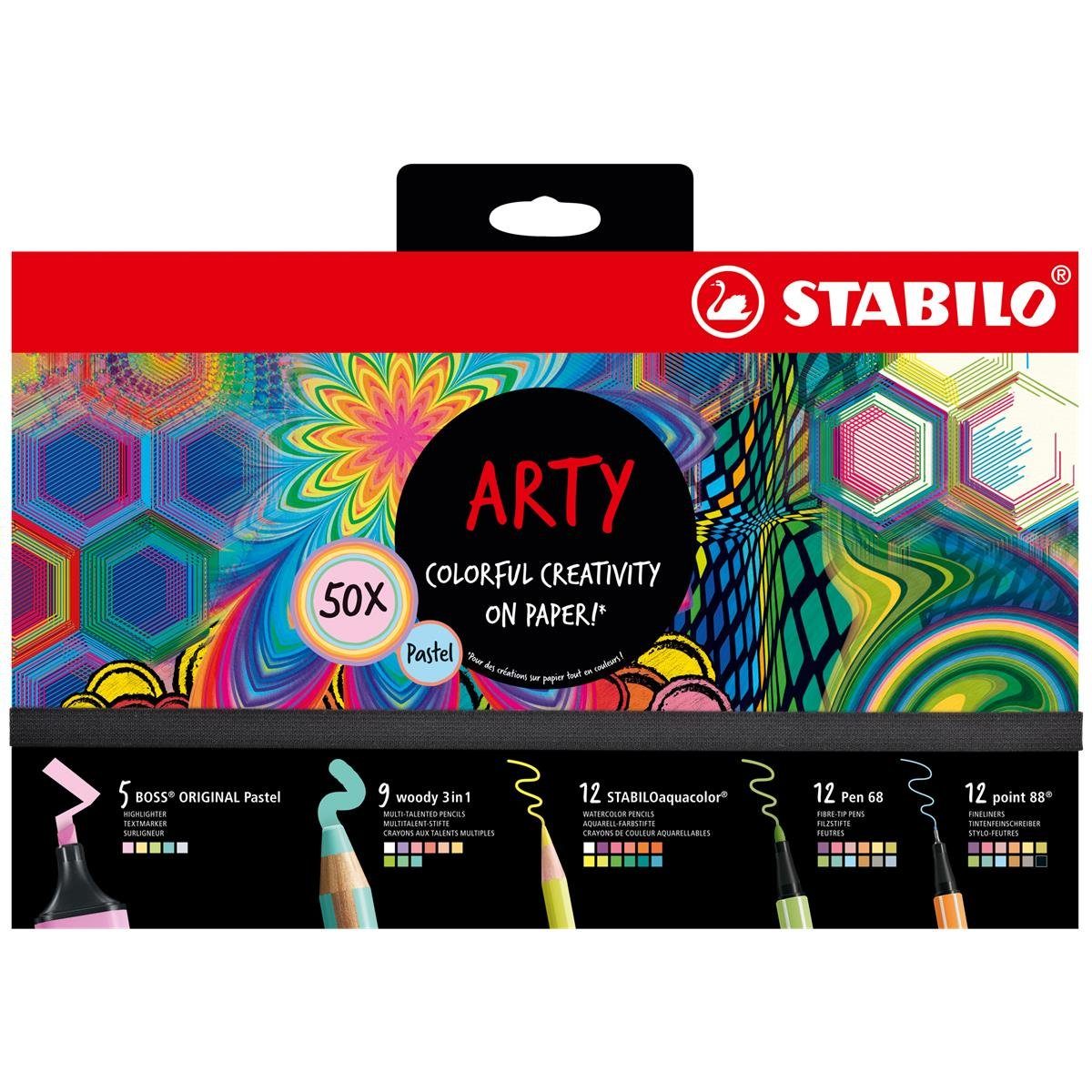 STABILO Aquarellstifte STABILO Pastell ARTY + point + + 68 woody Set Pen - Creative 88 Boss