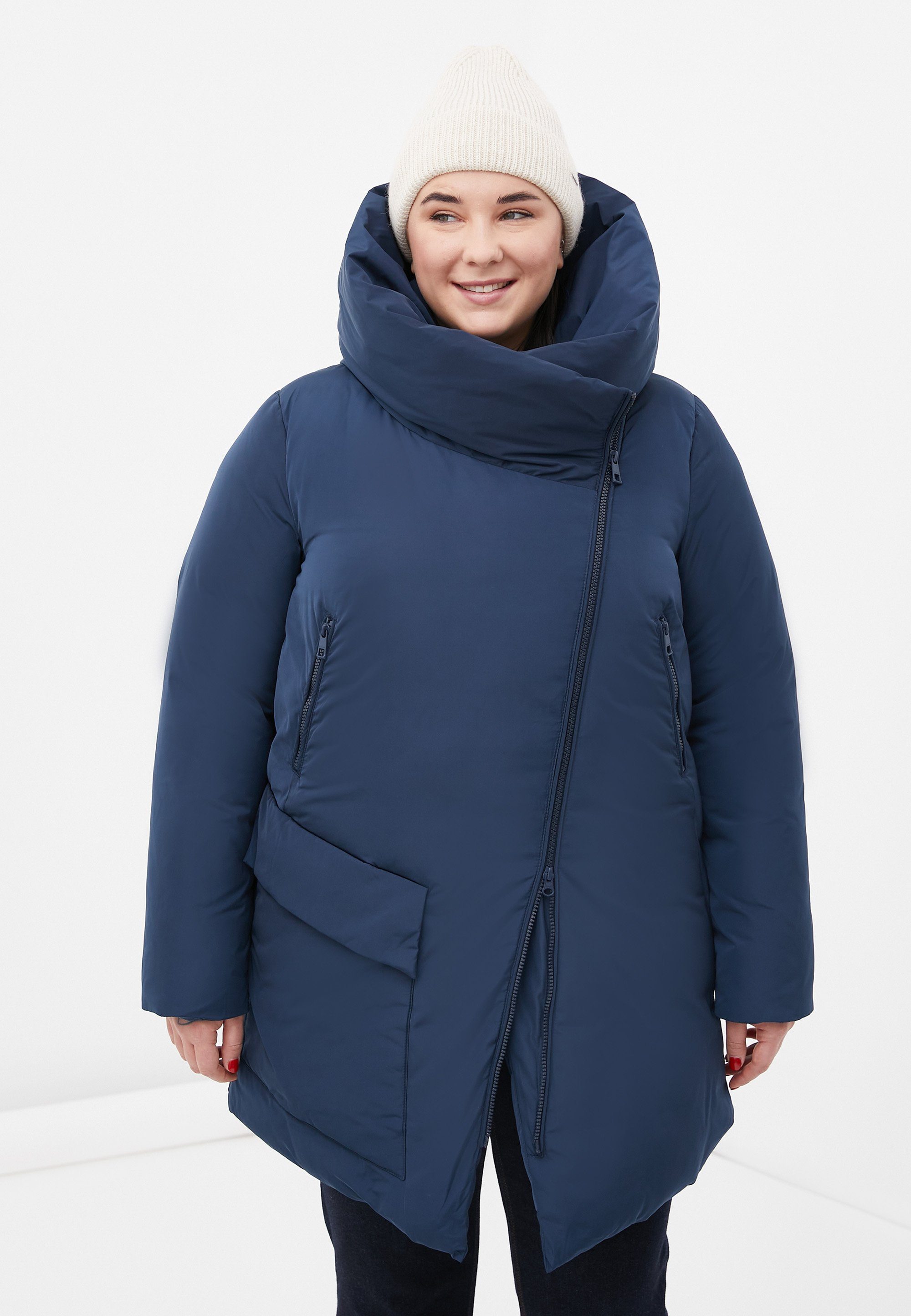 Finn Flare Daunenjacke Uni mit asymmetrischem Reißverschluss