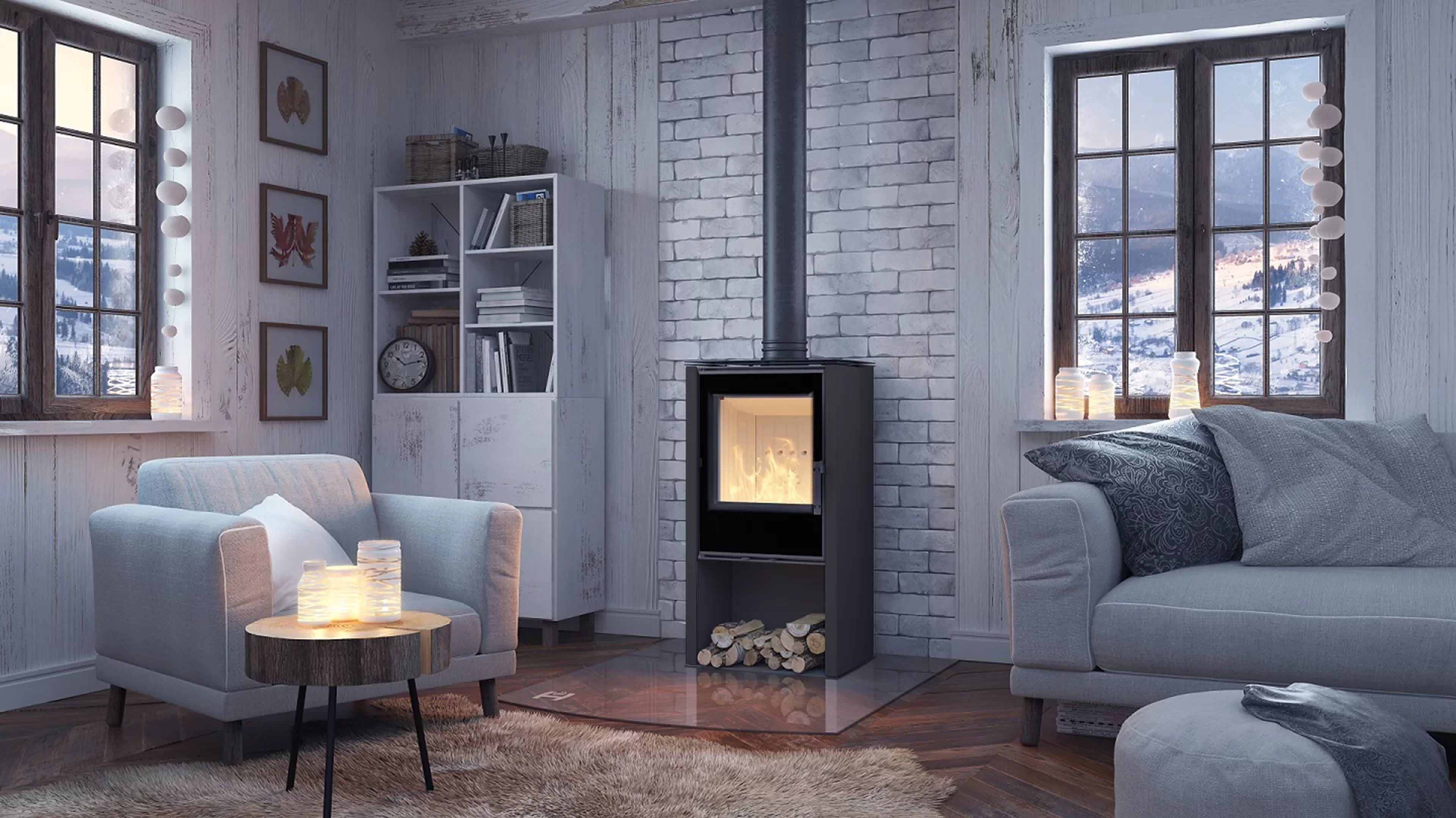 Hitze Kaminofen Hitze Holzofen Lupo S schwarz Freistehender Holzofen, 6,50 kW