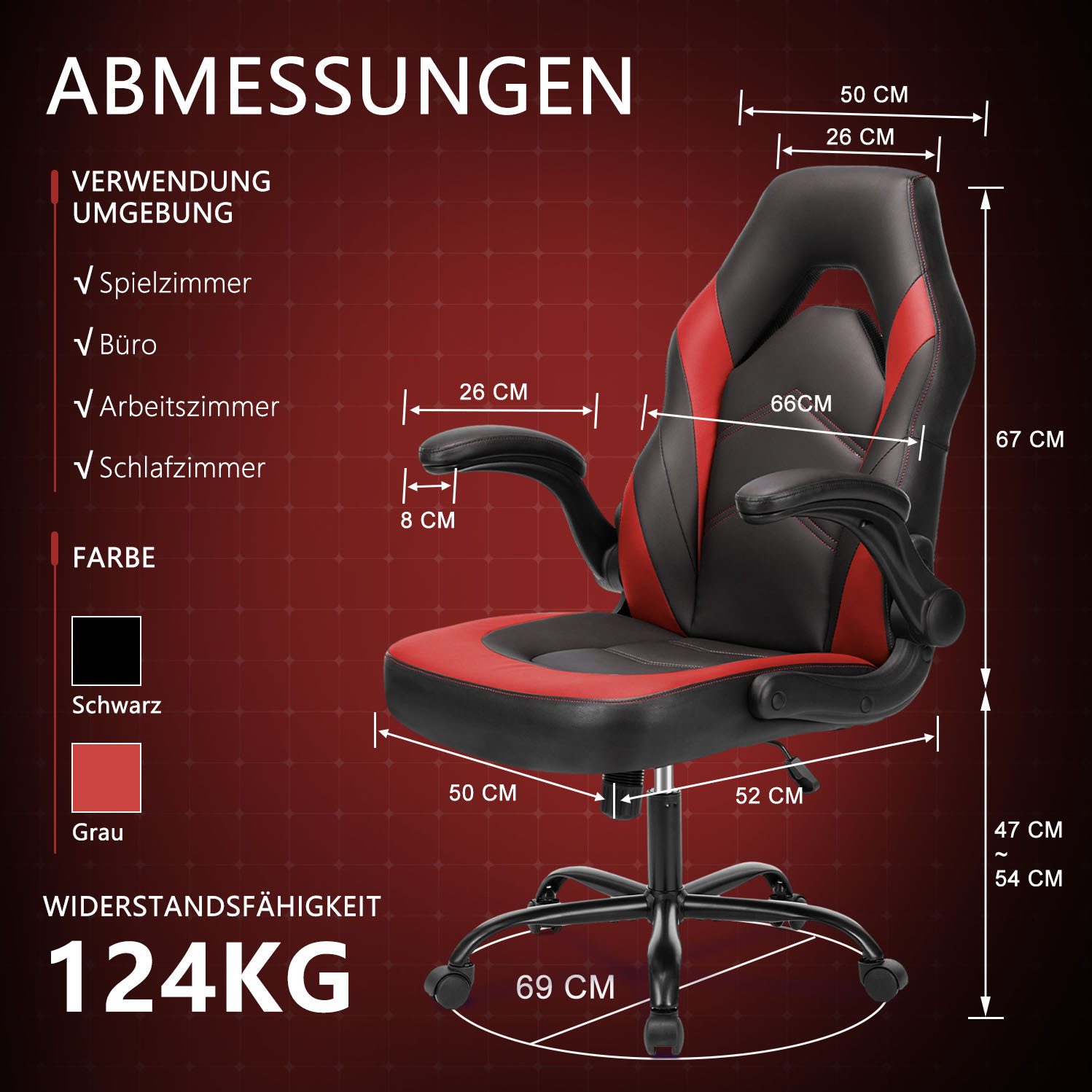 Refined Living Gaming-Stuhl Ergonomie Gaming chair Klappbare Armlehnen 360° günstig online kaufen