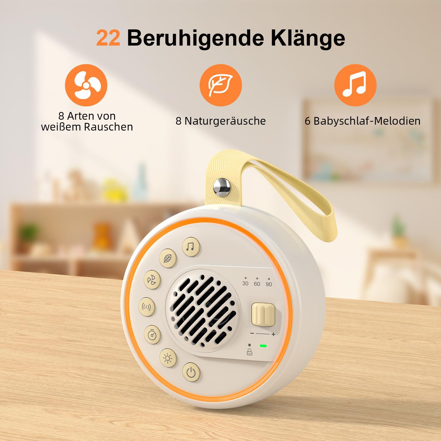 Tekoo Einschlafhilfe Baby, White Noise Machine & Bluetooth Box, Nachtlicht Kopfhörer (Bluetooth, 22 Klänge, Nachtlicht, TWS-Stereo Kopplung, Timer & Memory-Funktion)