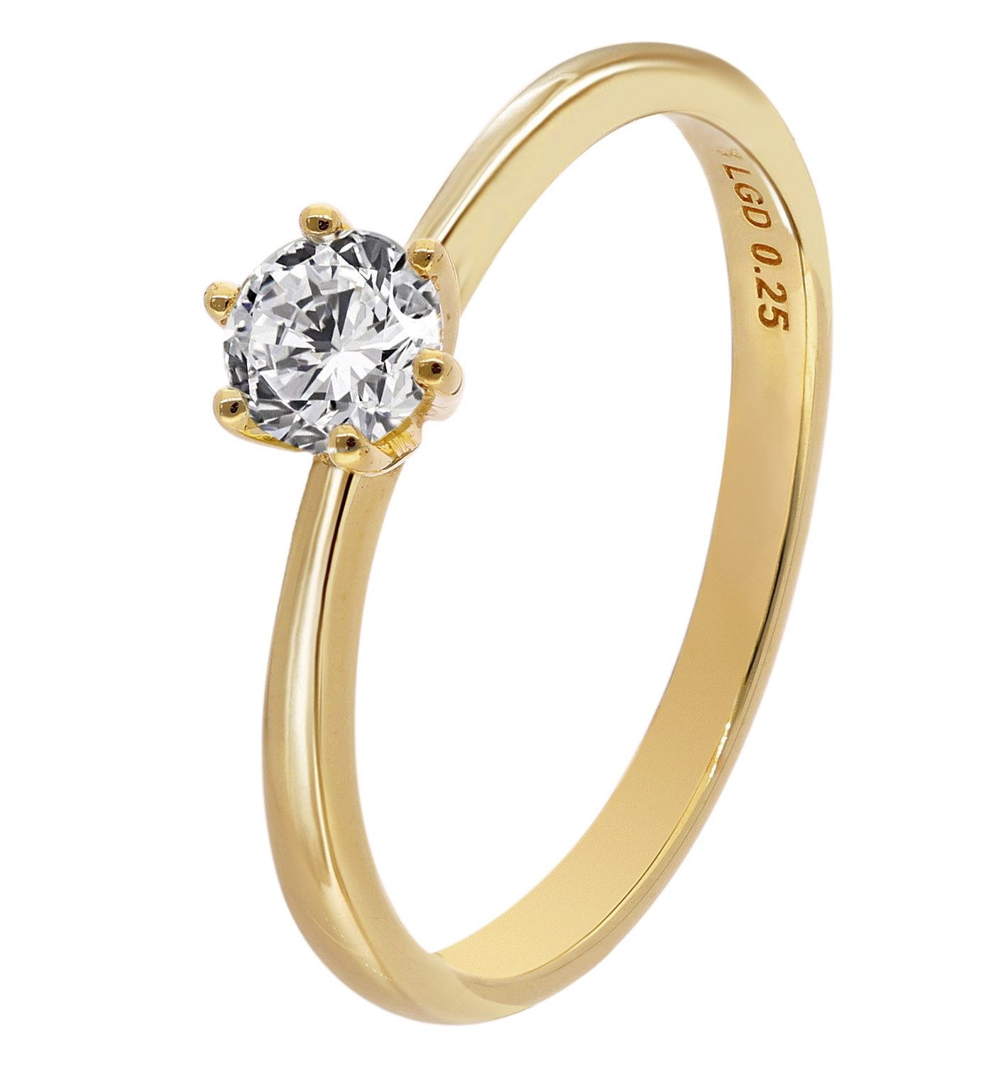 Glizz Solitärring Damenring mit Diamant 0,25 ct. Gold 333/8K Brillant günstig online kaufen