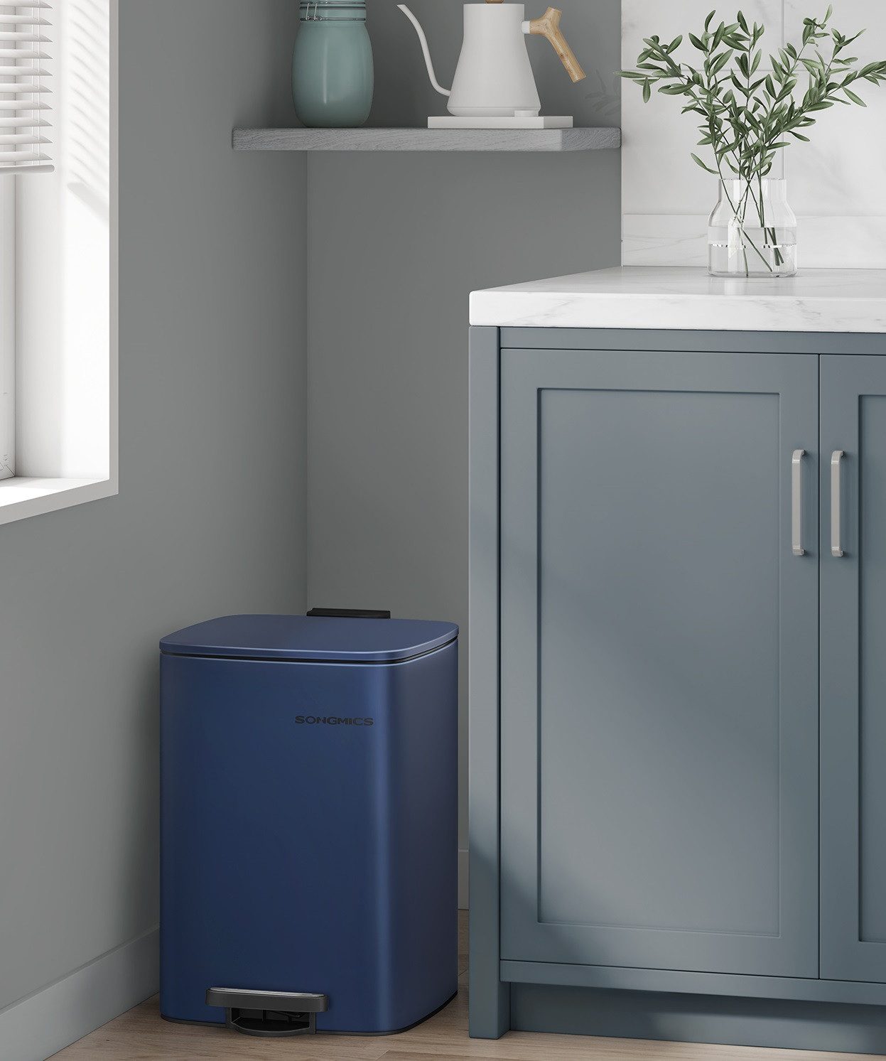 SONGMICS Mülleimer 20L/30L, Abfalleimer, Tretmülleimer, mit Inneneimer, Offenhaltefunktion