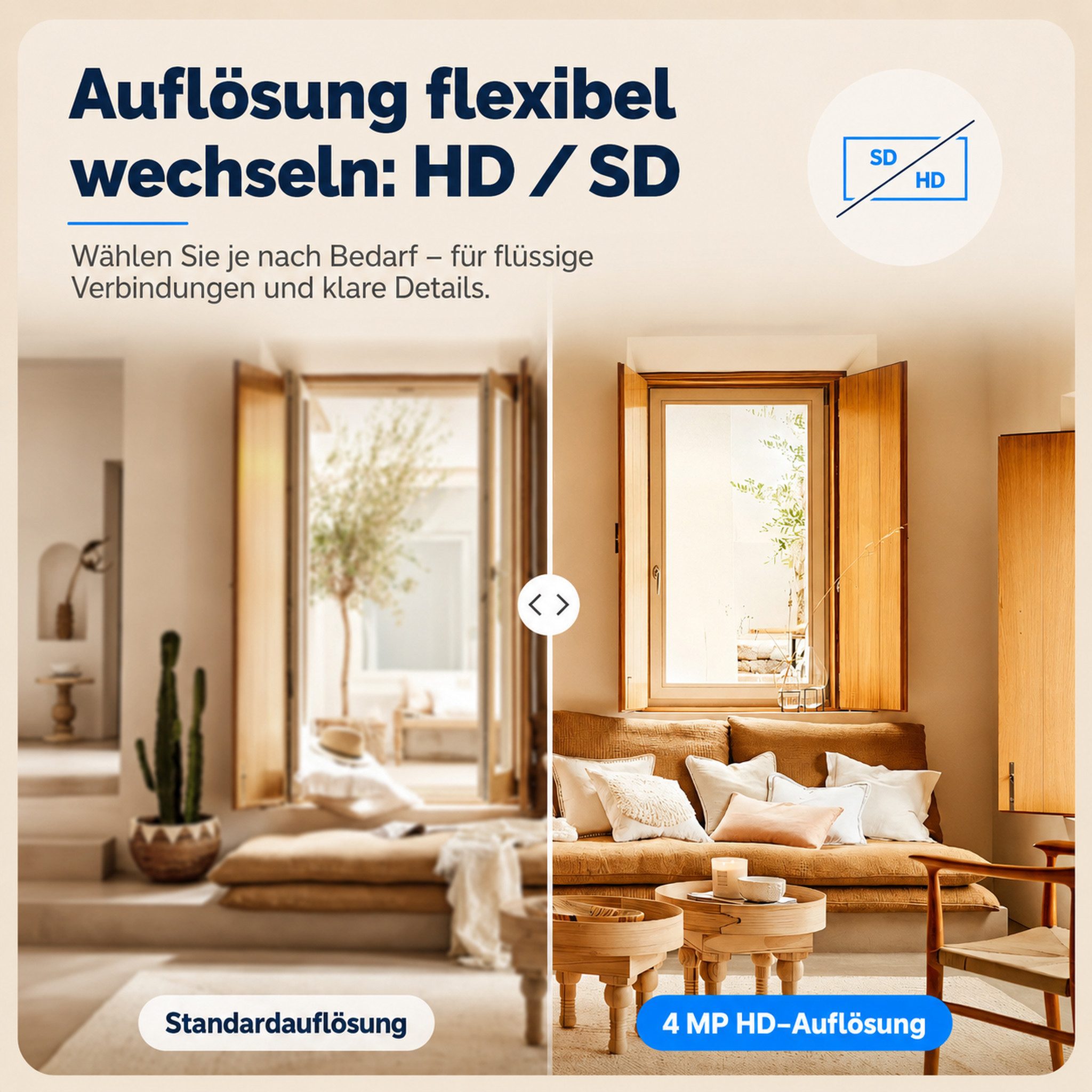 HS.SUPPLY Überwachungskamera 4MP WLAN Überwachungskamera Innen PTZ Nachtsicht App (Innenbereich, Direkt einsatzbereit, 360° schwenkbar, 180° neigbar, Infrarot-Nachtsicht, Privatsphäre-Modus)