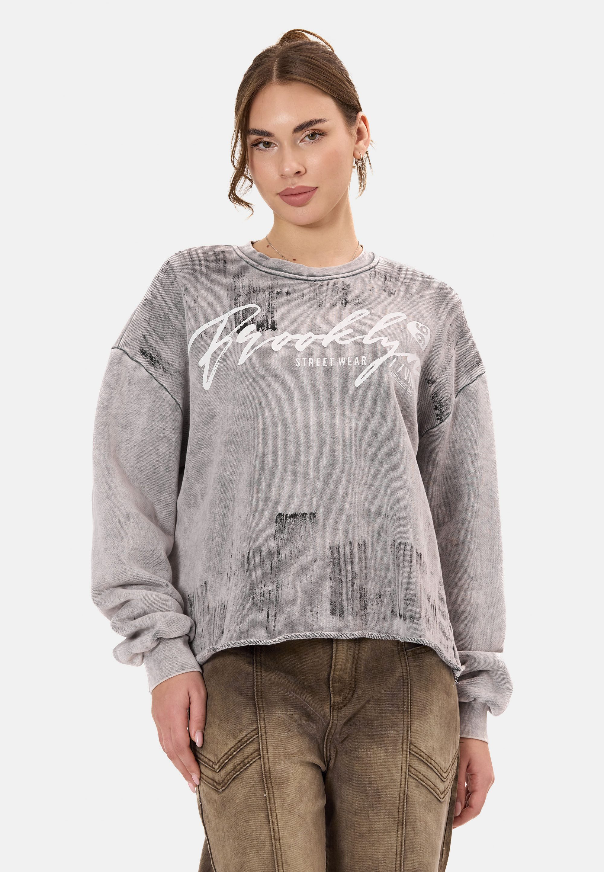 Cipo & Baxx Sweatshirt WL375 mit Brush-Muster