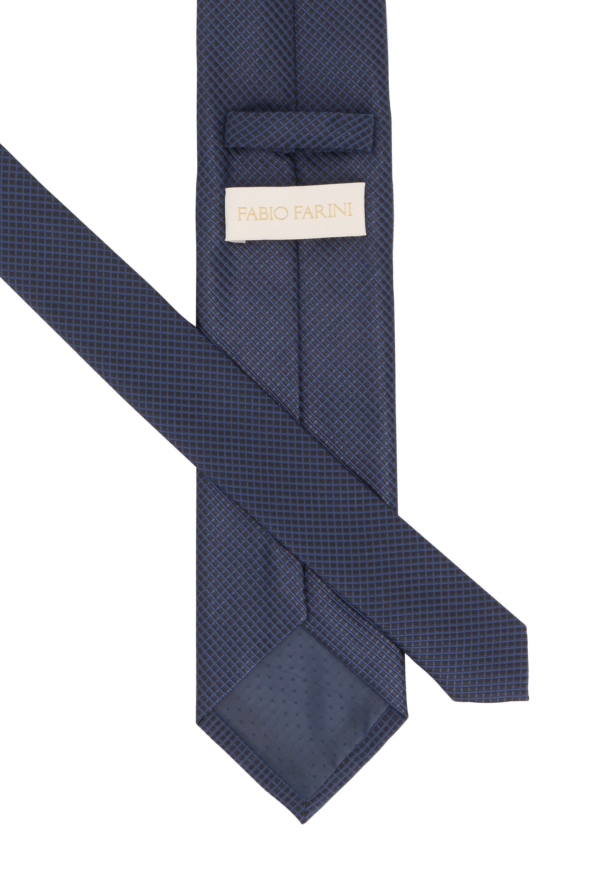 Fabio Farini Krawatte karierte Breite (ohne in Kariert) Schlips oder Krawatte Herren - 8cm 6cm (8cm), Schwarz/Dunkelblau Box, Breit
