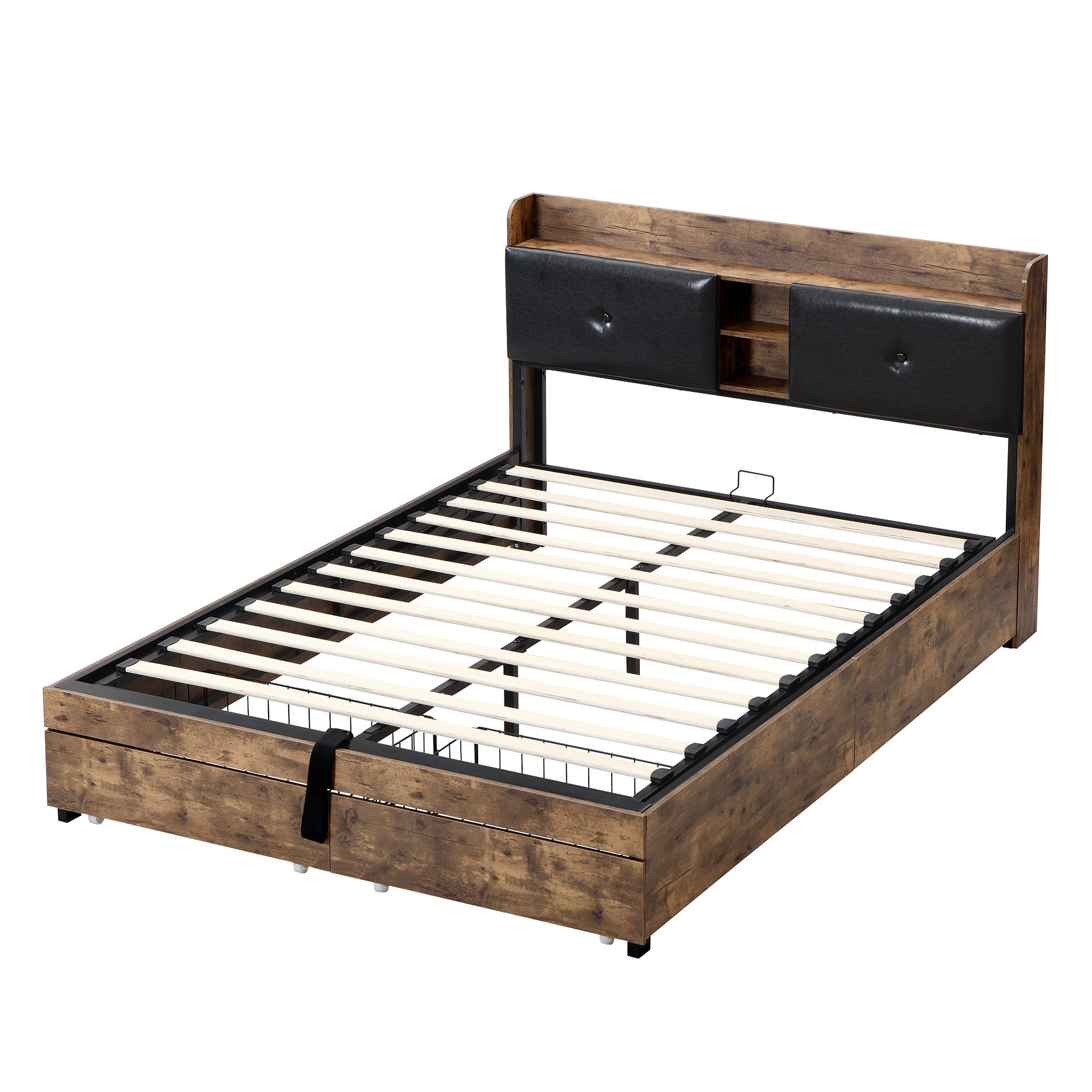 Flieks Holzbett, Hydraulisches Metallbett 140x200cm mit Stauraumkopfteil 2 günstig online kaufen