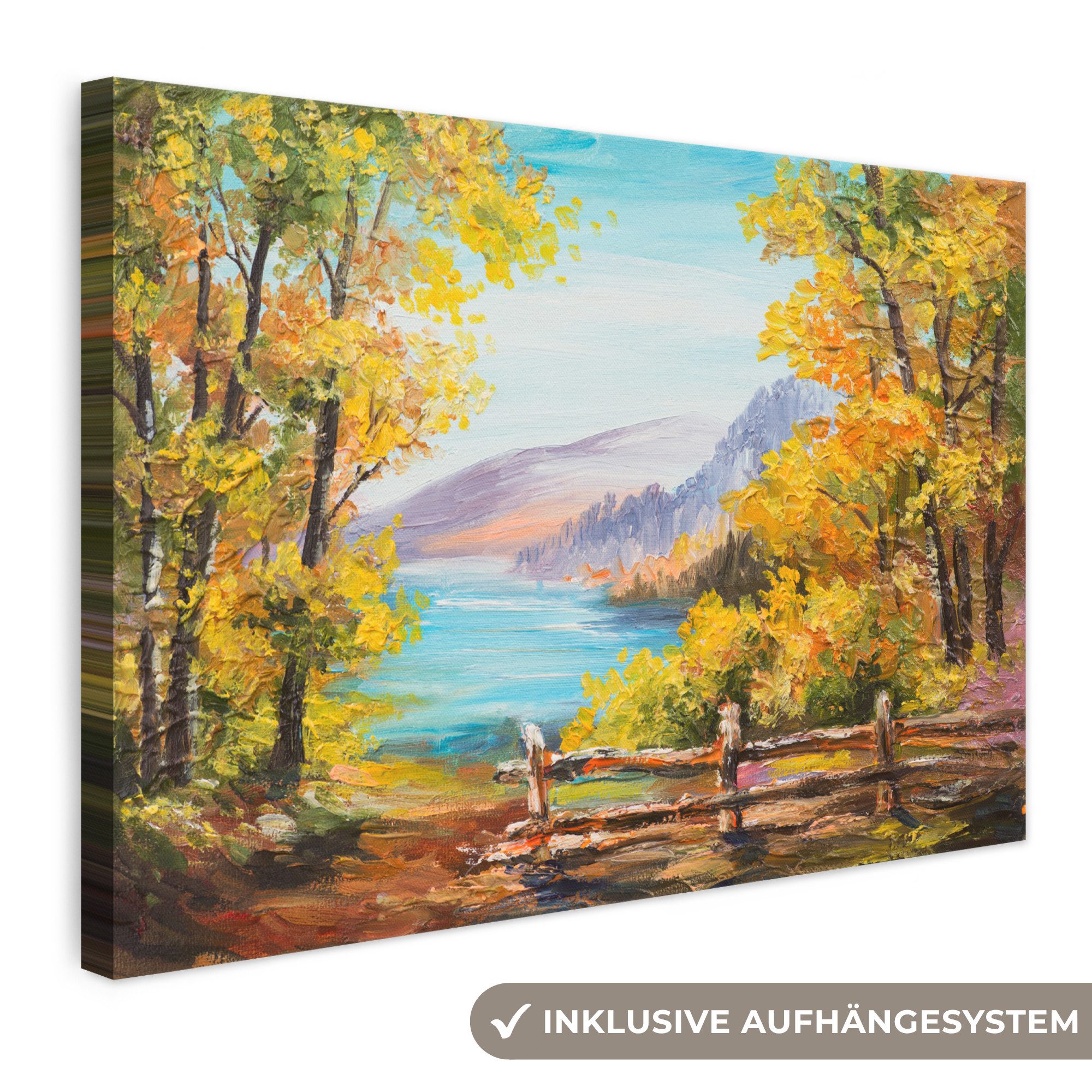 OneMillionCanvasses® Leinwandbild Malerei - Ölfarbenoptik - Pflanzen - Natur, Fotodruck (1 St), Leinwand Bilder Klein, Wand Dekoration Aesthetic 30x20 cm