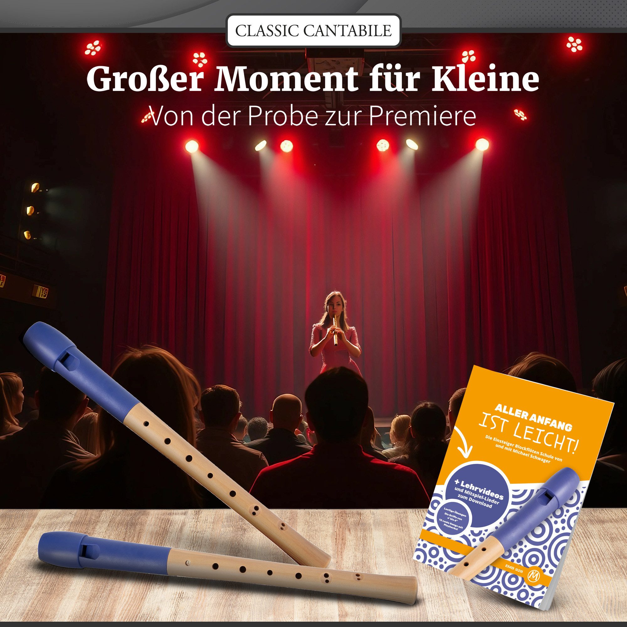 Classic Cantabile Blockflöte Pivella C-Sopran Blockflöte - Aus Ahornholz mit Kopf aus Kunststoff Sopran barock – Bild 5 von 5