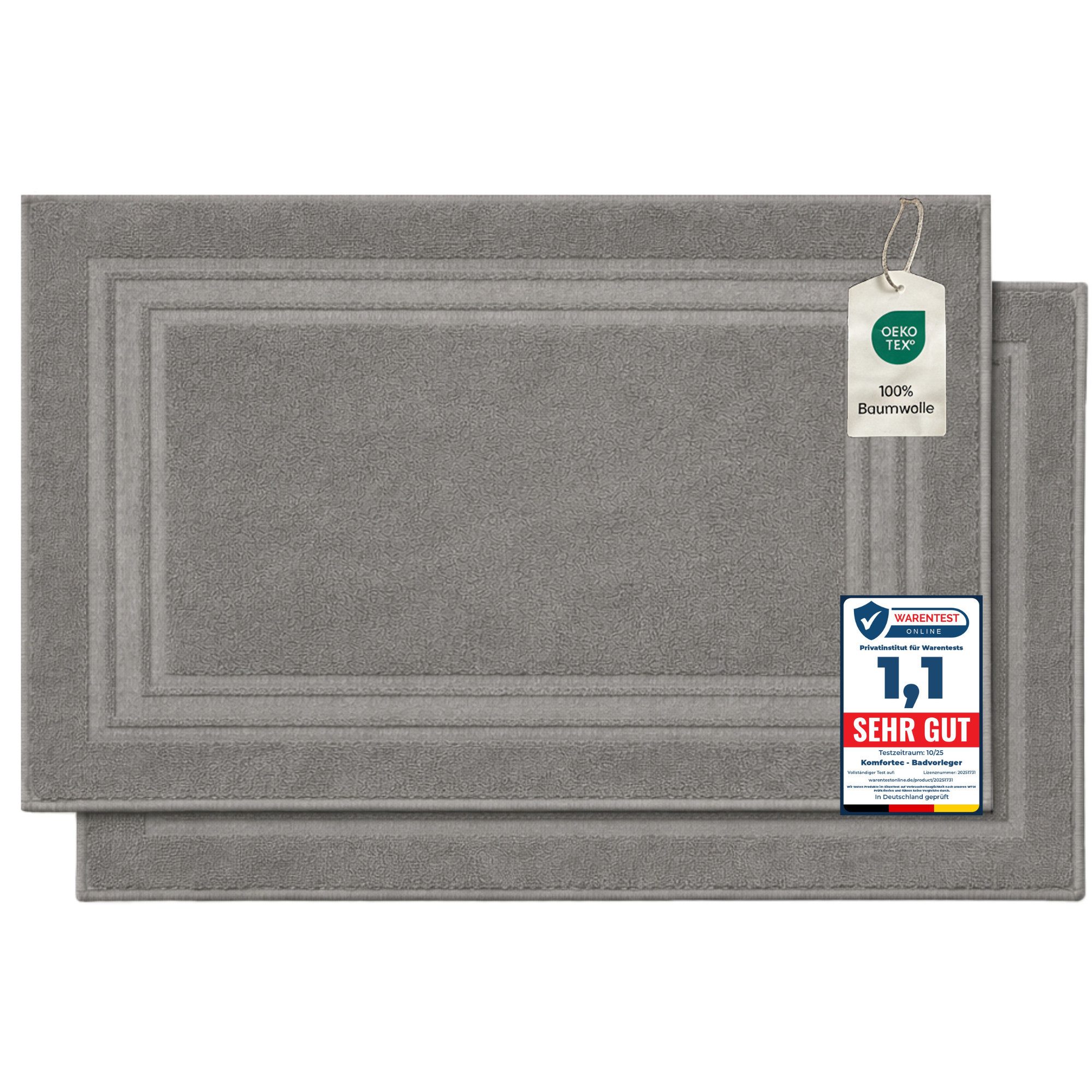 Komfortec Badematte Badvorleger aus 100% Baumwolle, 50x70 cm Duschvorleger, günstig online kaufen