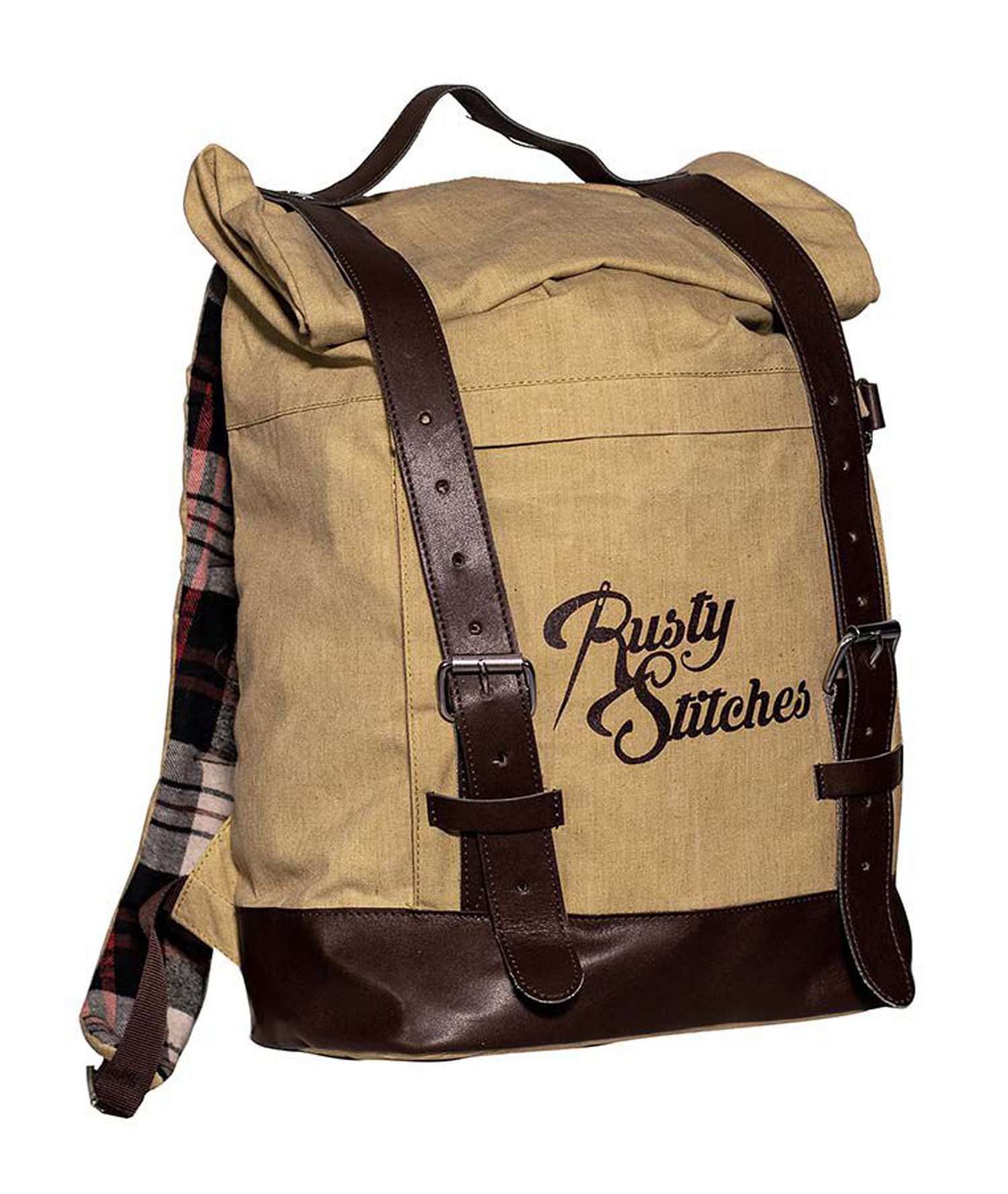 Rusty Stitches Freizeitrucksack Rusty Stitches Rucksack Archer beige-braun, Motorradrucksack im retro classic vintage Look