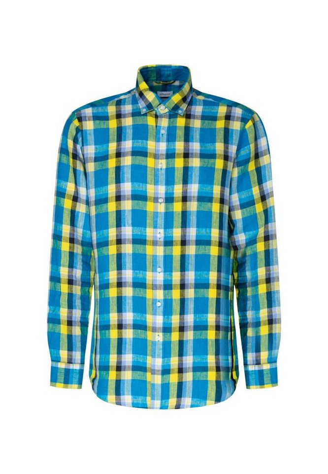seidensticker Businesshemd Regular Regular 1/1 Button-Down-Kragen Karo