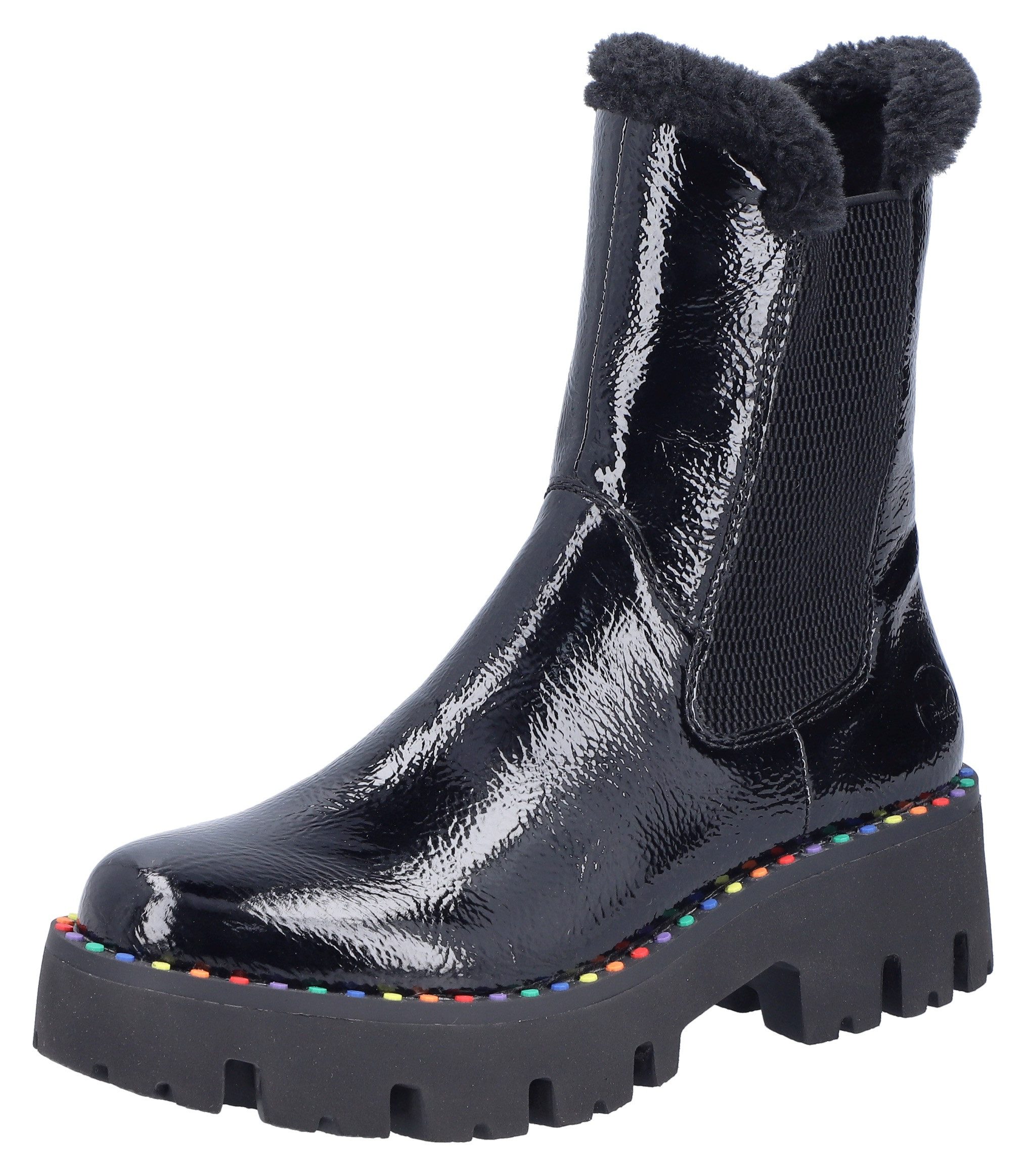 Rieker Winterstiefelette Plateauboots, Winterboots, Lack-Stiefelette mit bu günstig online kaufen