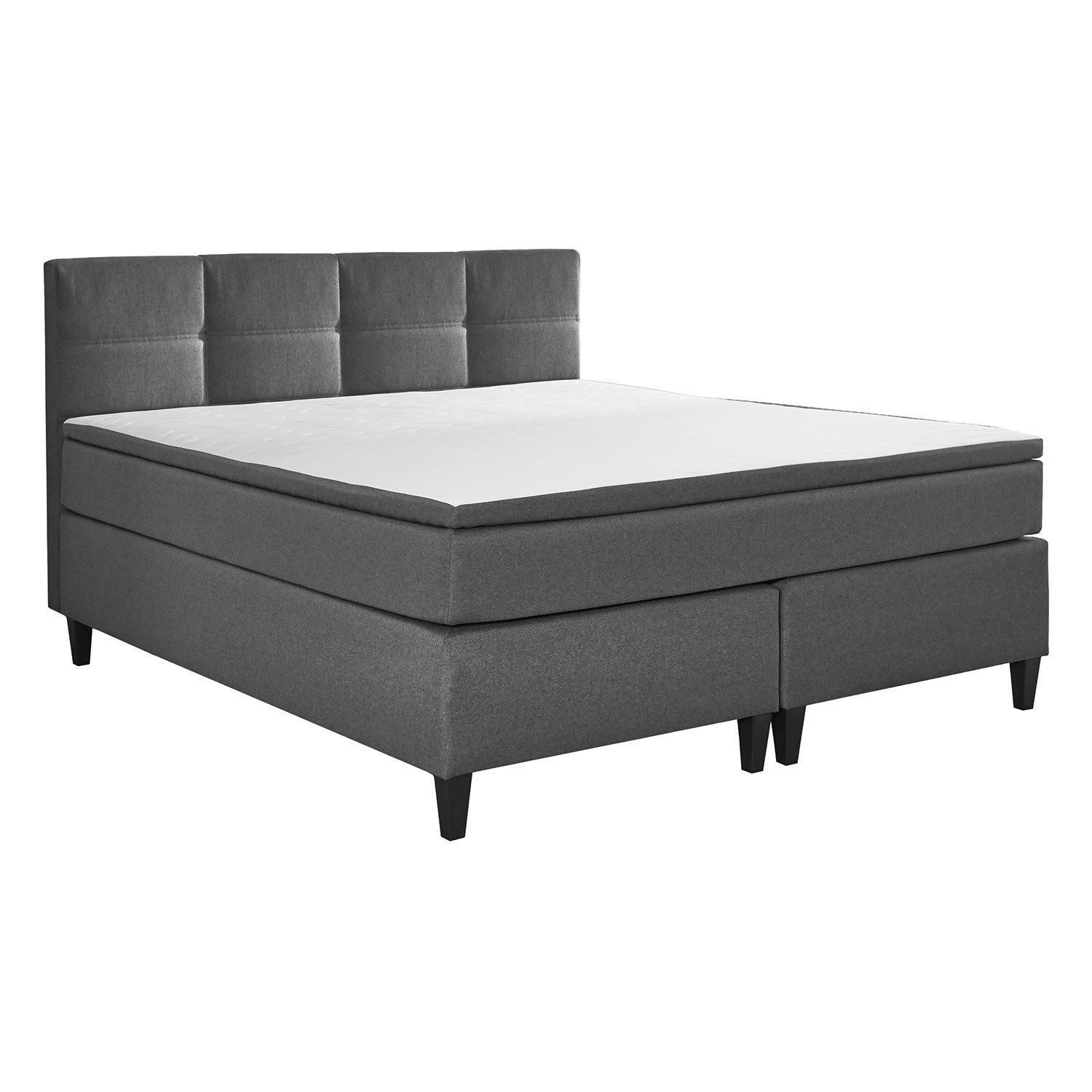 Sun Garden Boxspringbett MONTREAL, Anthrazit, Webstoff (1-St), mit Topper, Bonellfederkern, Taschenfederkernmatratze, 200 x 200 cm