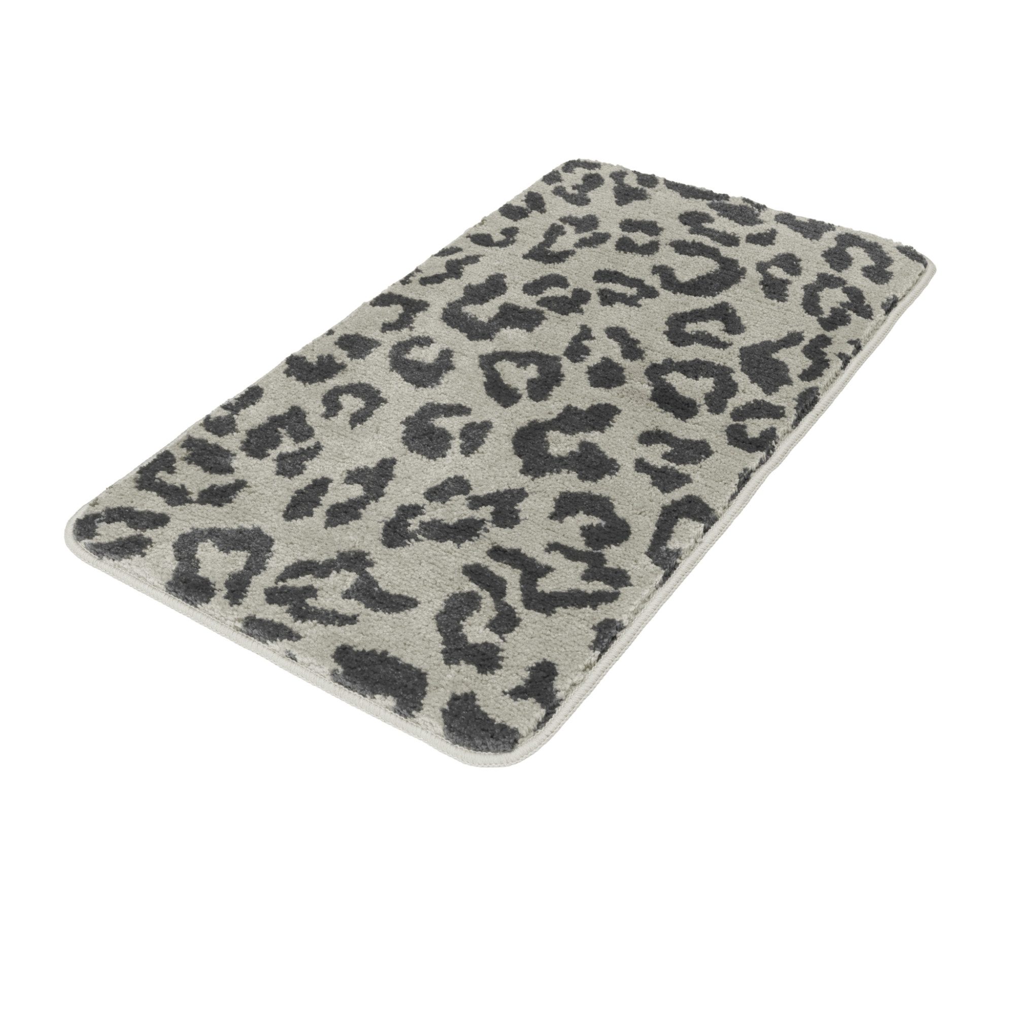 OTTO home Badematte Anna Leo, Badvorleger, Badezimmer Teppich, Duschvorleger, Höhe 15 mm, rutschhemmend beschichtet, schnell trocknend, fußbodenheizungsgeeignet, Polyester, rechteckig, mit Animal Print, modernes Muster, Leo, weich