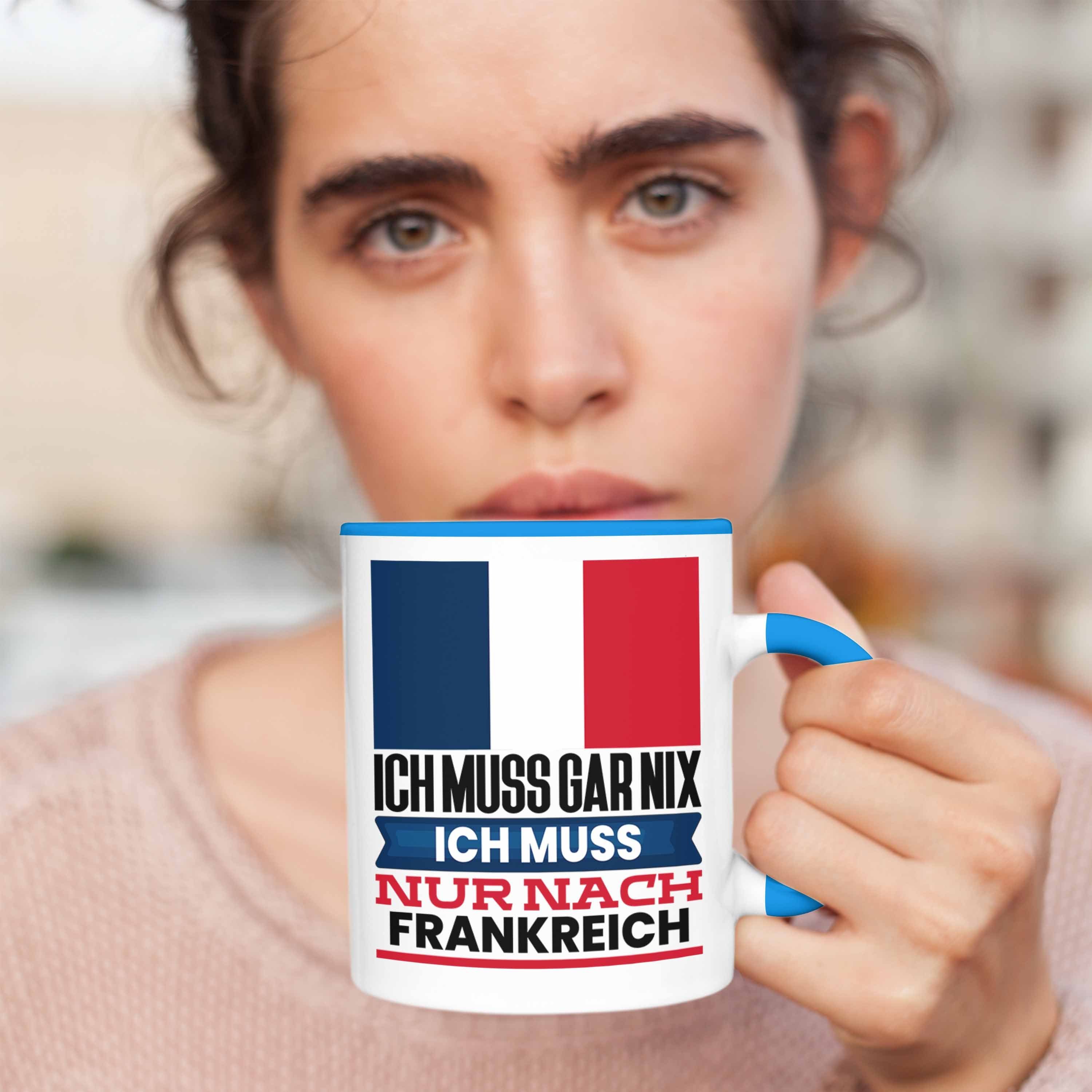 Trendation Tasse Frankreich Tasse für Geburtstag Geschenkidee Geschenk Franzosen Urlaub Blau