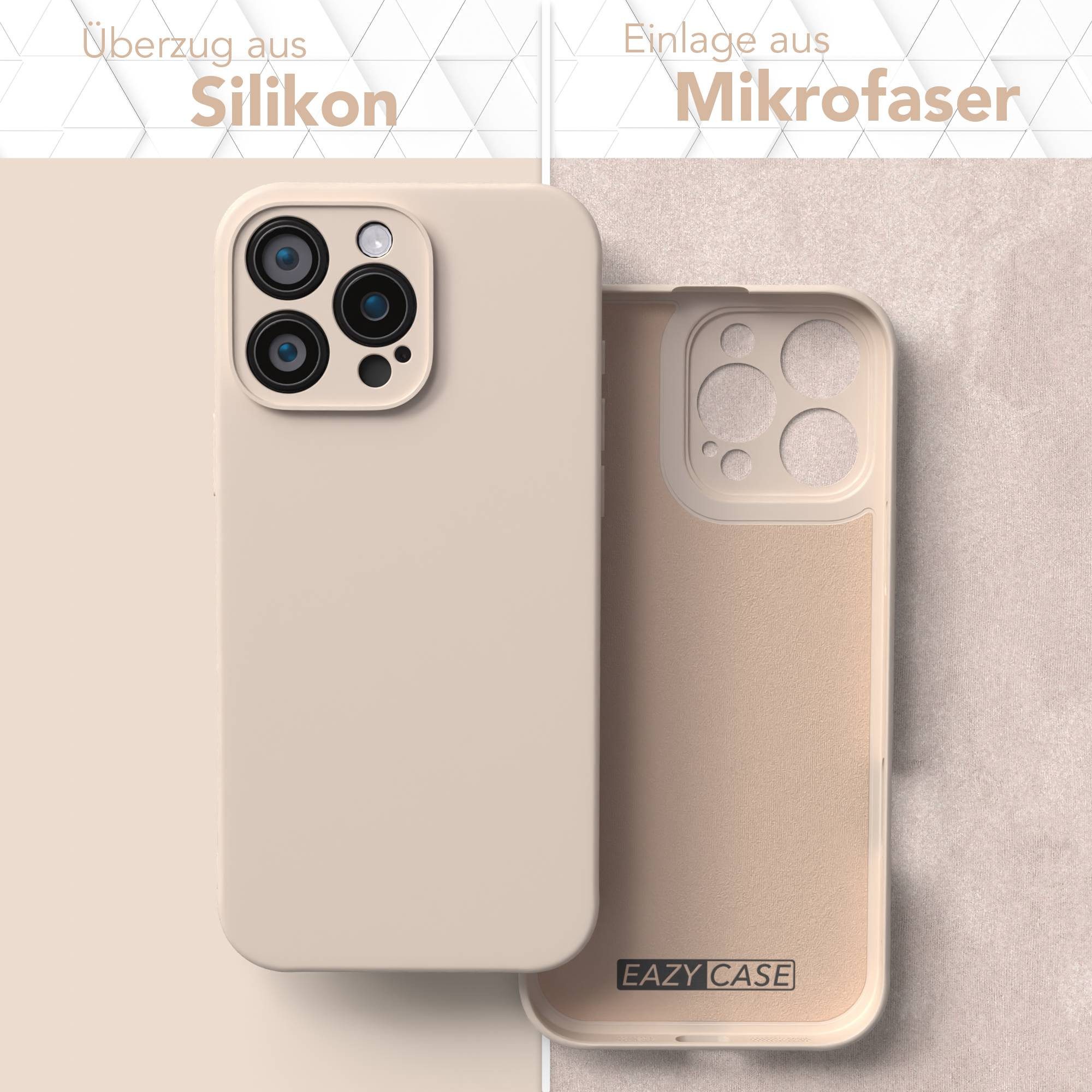EAZY CASE Handyhülle für Apple iPhone 16 Pro Max Hülle Silikon 6,9 Zoll, Bumper Case Matt Slimcover Silikonschutzhülle elastisch Taupe / Beige