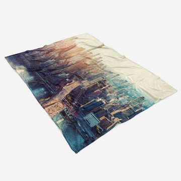 Sinus Art Handtücher Handtuch Strandhandtuch Saunatuch Kuscheldecke mit Fotomotiv New York Skyline H, Baumwolle-Polyester-Mix (1-St), Handtuch