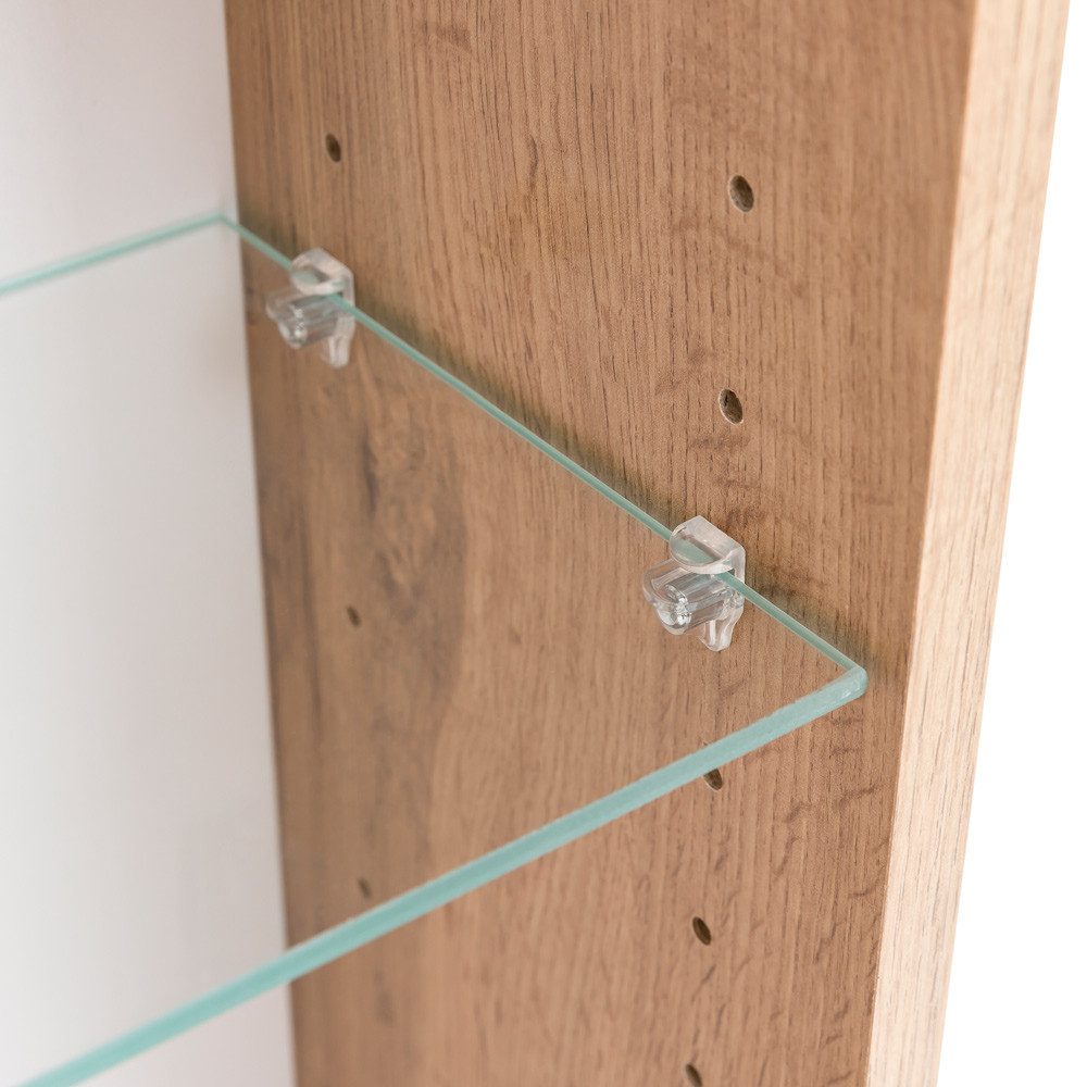 Lomadox Spiegelschrank VIDAGO-03 3D- 100 cm breit in Wotan Eiche Nb. mit LED Beleuchtung : 100/64/20 cm