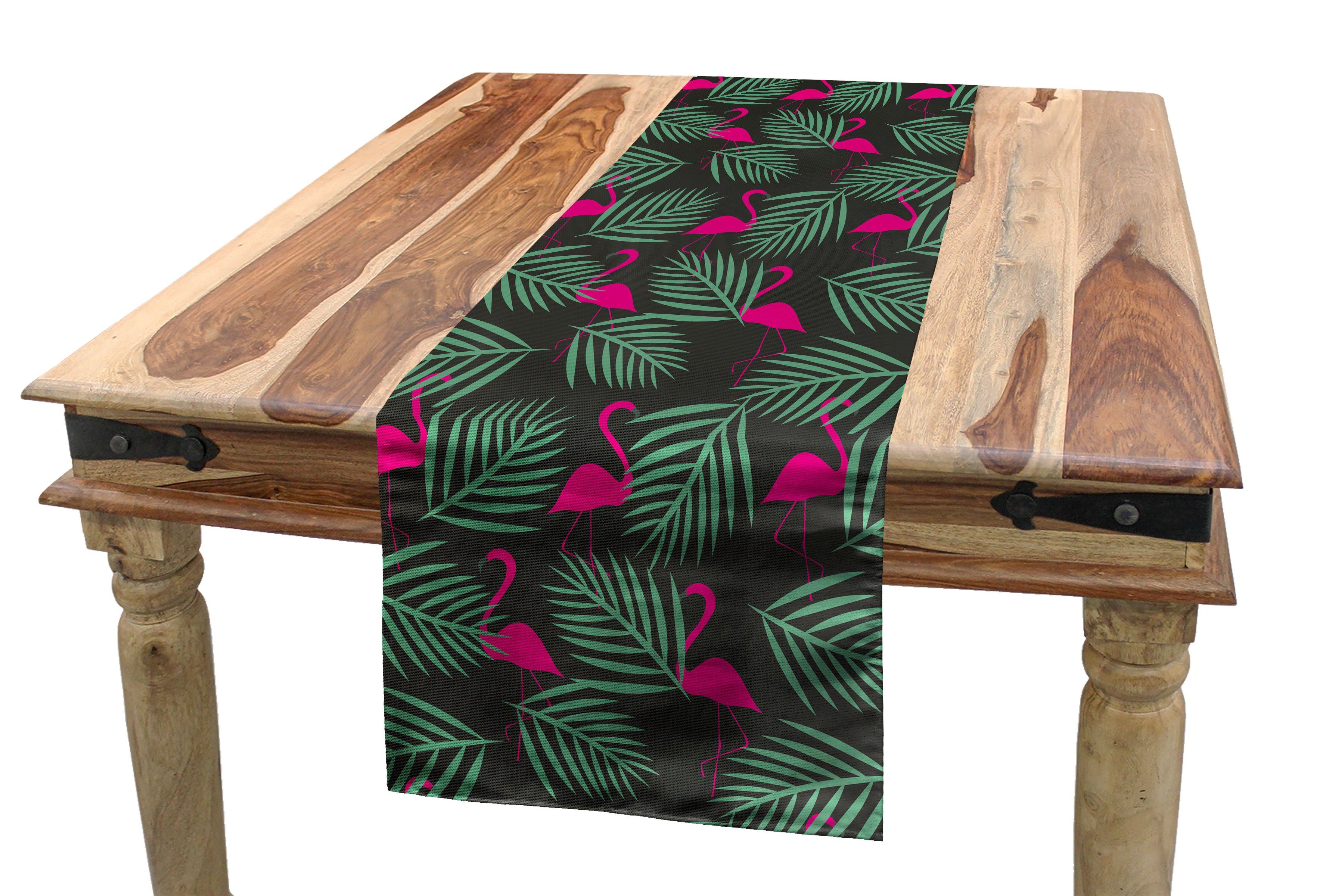 Abakuhaus Tischläufer Esszimmer Küche Rechteckiger Dekorativer Tischläufer, Flamingo Zoo-Tiere in Rosa
