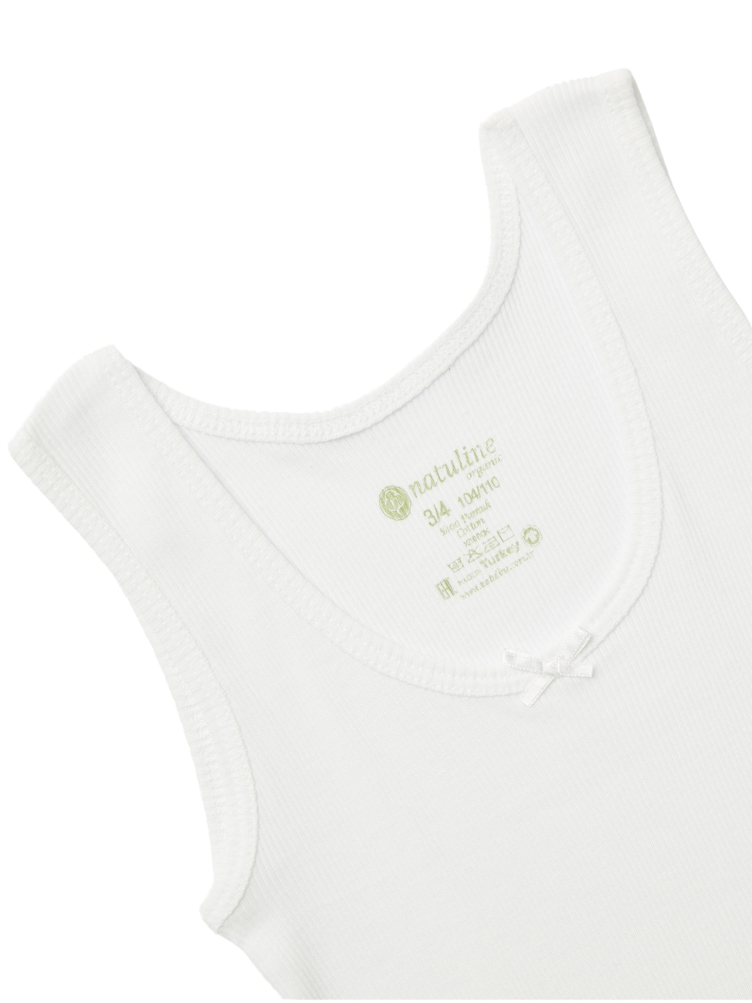 natuline Unterhemd 3er-Pack für Kinder Mädchen Weiß Ripp 100% Baumwolle (Set, 3-St., 3er-Pack) Achselshirt aus reiner Baumwolle mit gerippter Textilstruktur – Bild 2 von 4