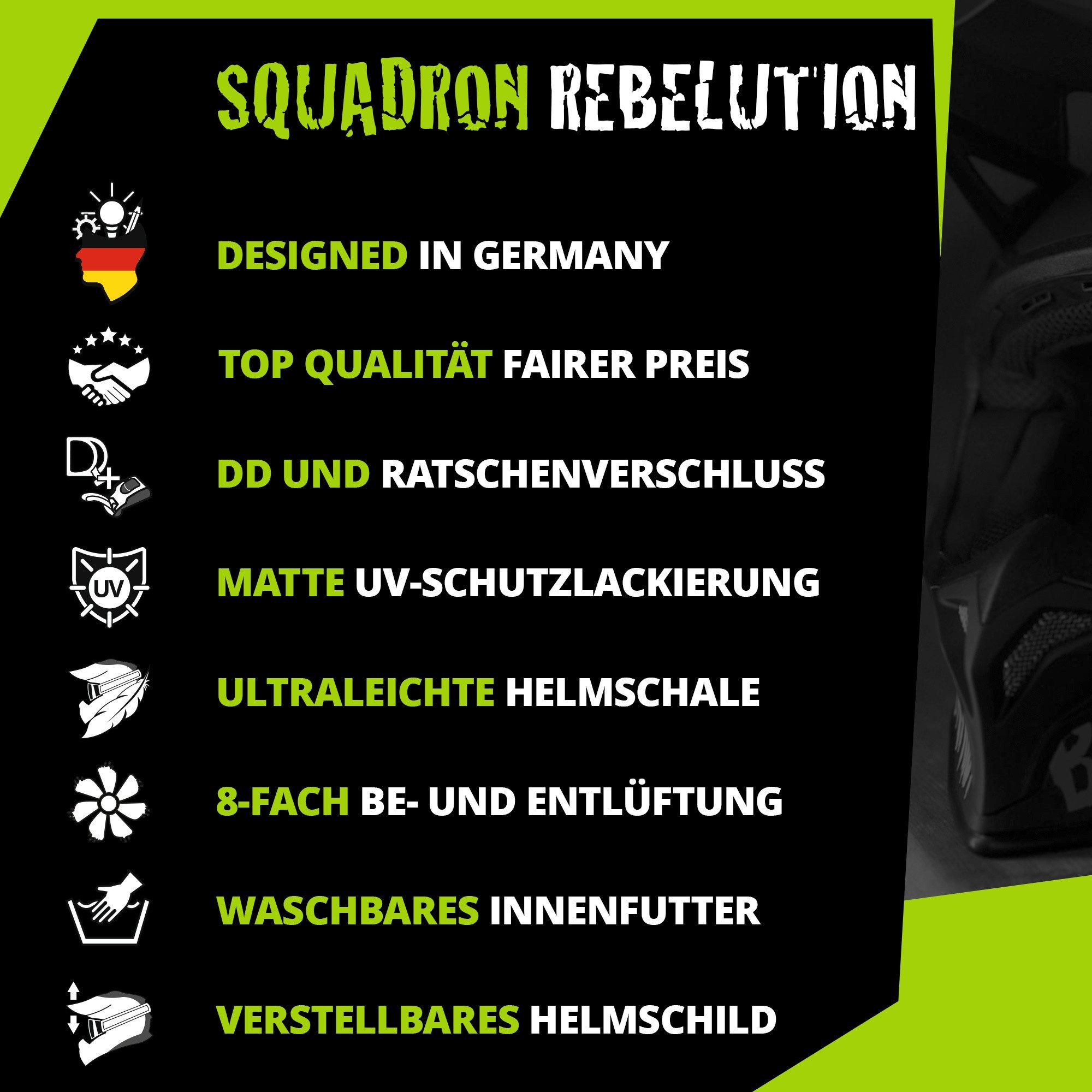 Broken Head Motocrosshelm Squadron Rebelution Rot, Zwei Verschlüsse