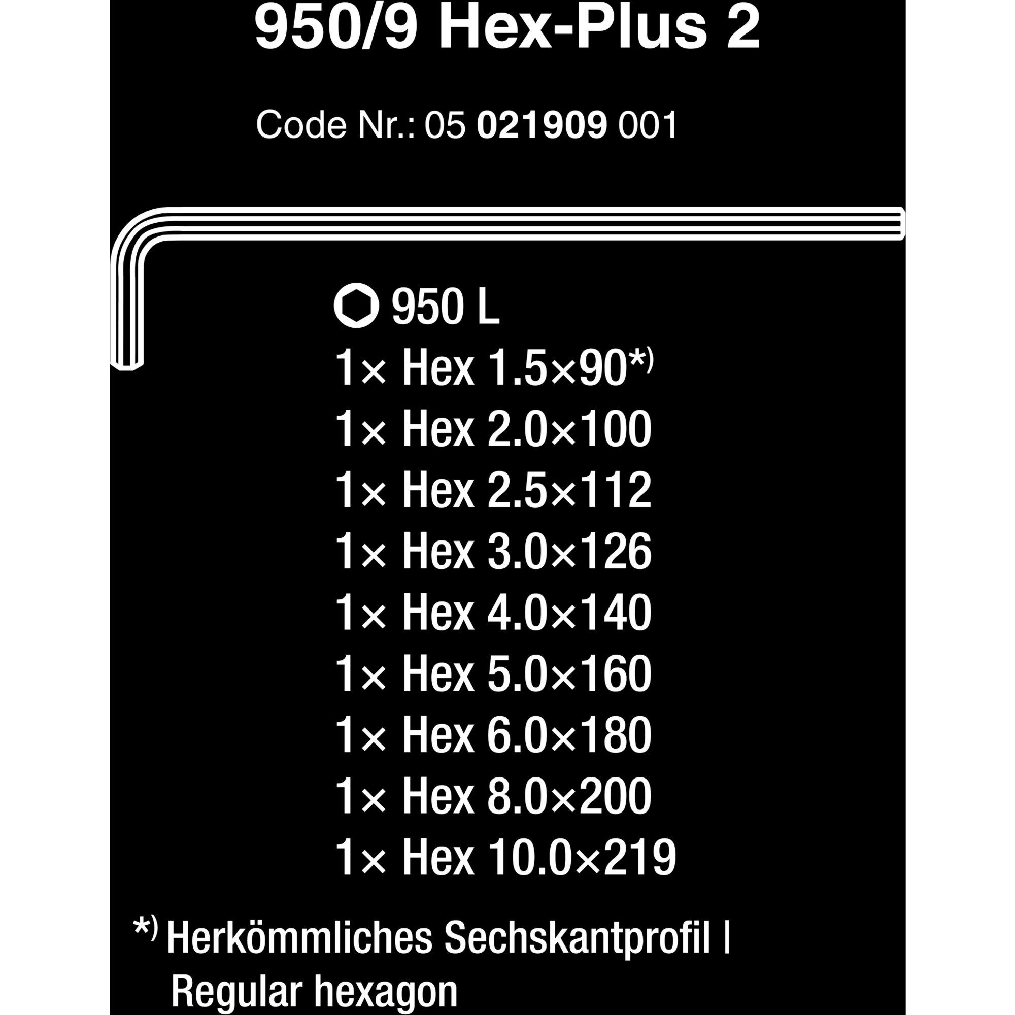 Wera Schraubendreher Wera Winkelschlüsselsatz Hex-Plus 2 950/9