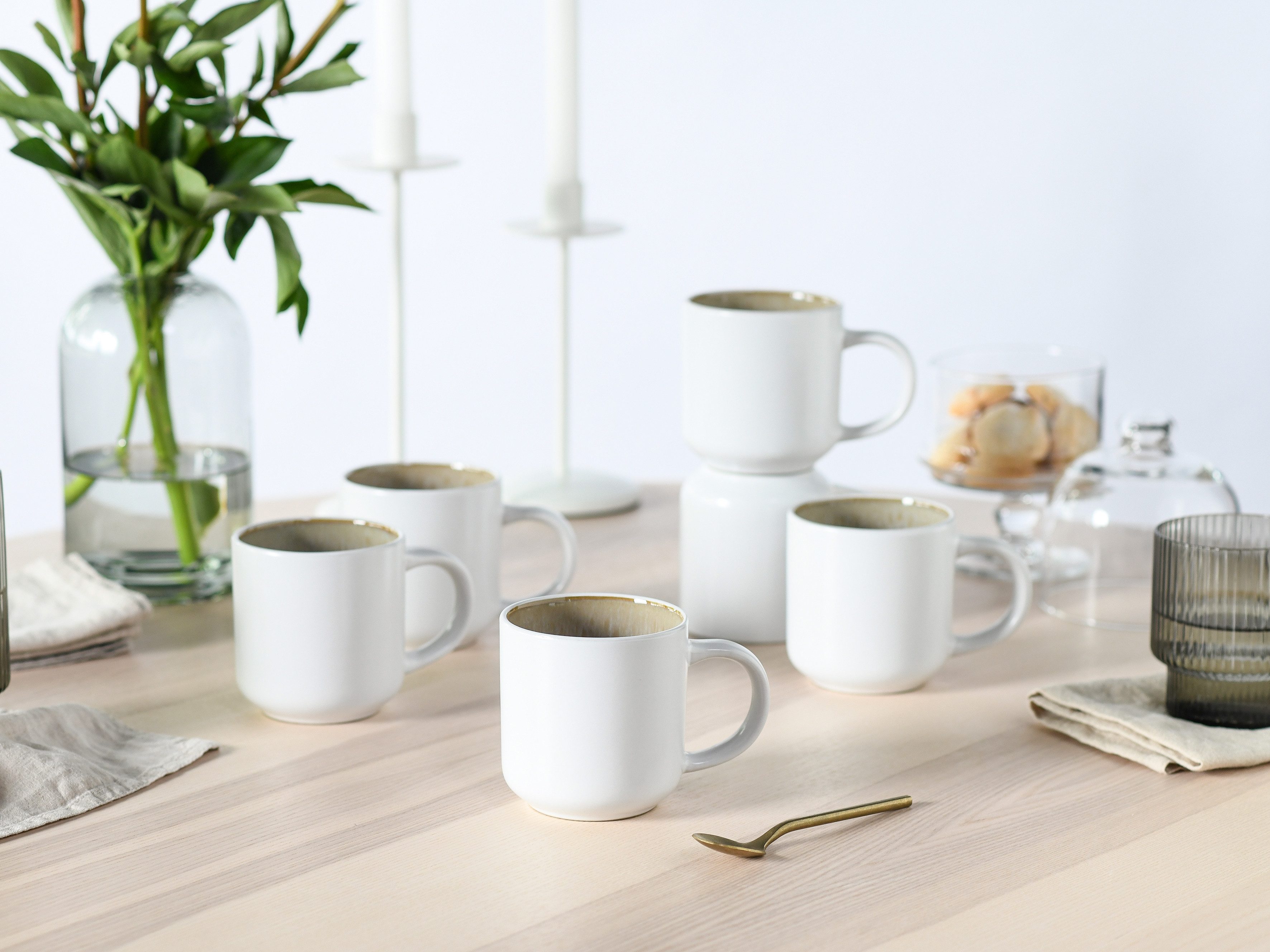 OTTO home Becher modernes 6-teiliges Kaffeebecher-Set Novalee, 6-tlg., Steinzeug, hohe Haltbarkeit, spülmaschinen- & mikrowellengeeignet, Reaktivglasur