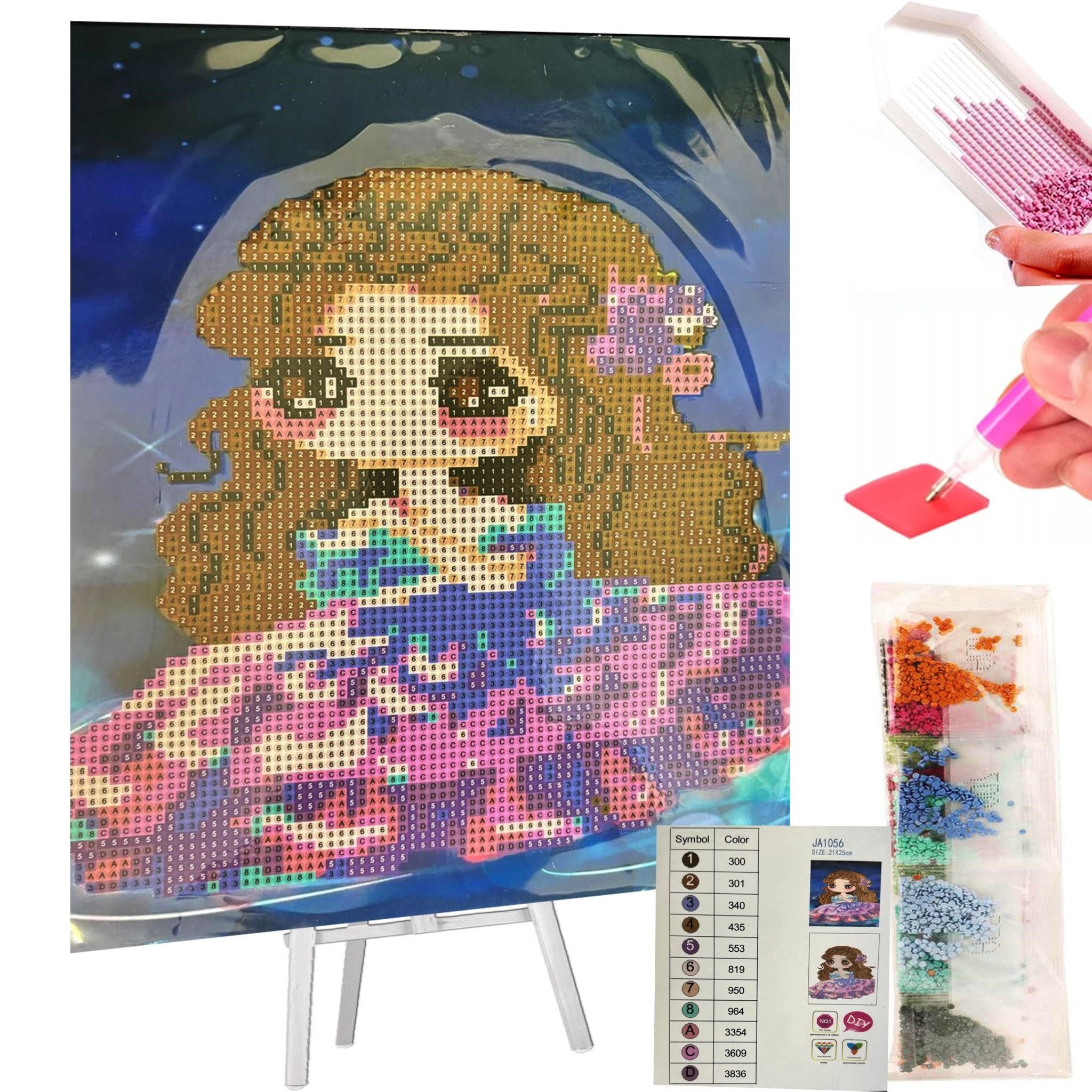 Malen nach Zahlen 5d Diamond Painting Staffelei Mädchen Malen nach Zahlen 21x25cm