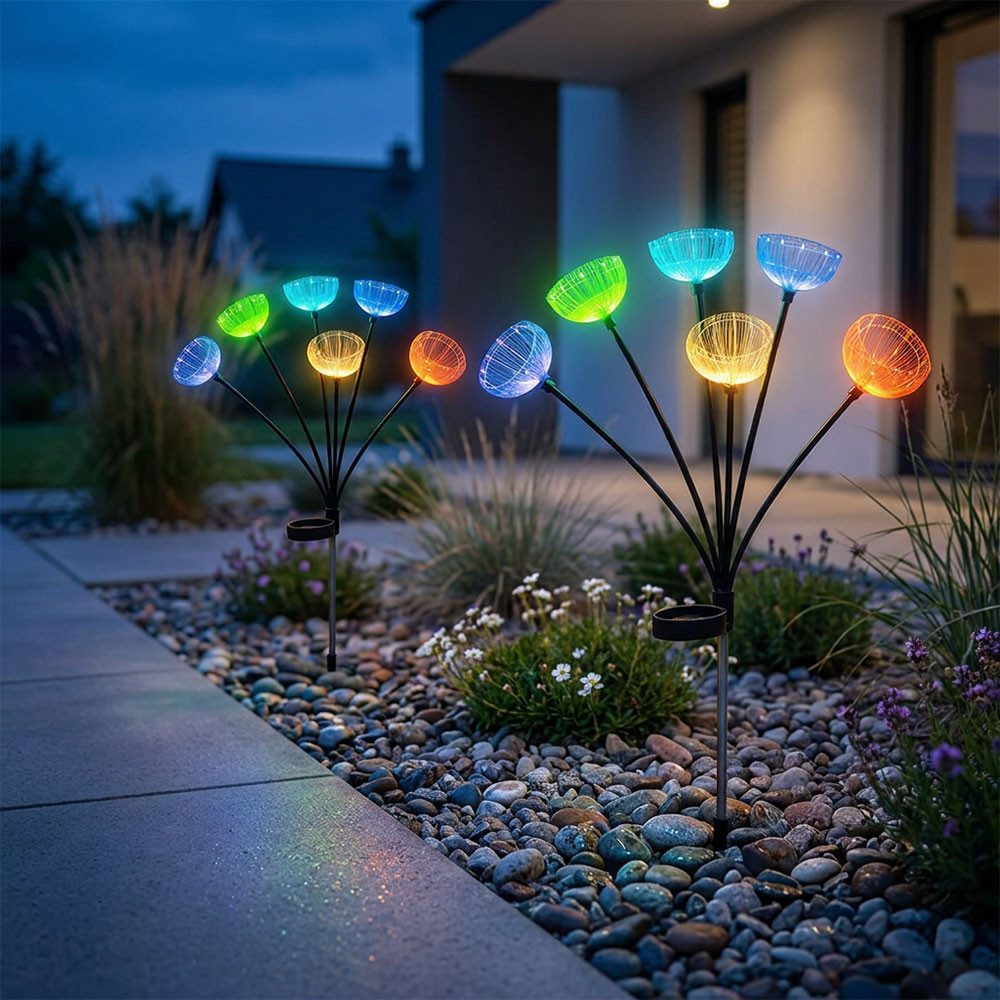 GLOBO LIGHTING LED Solarleuchte, Leuchtmittel inklusive, RGB, 2x LED Solarleuchte Edelstahl schwarz RGB Farbwechsler IP44 H 70 cm