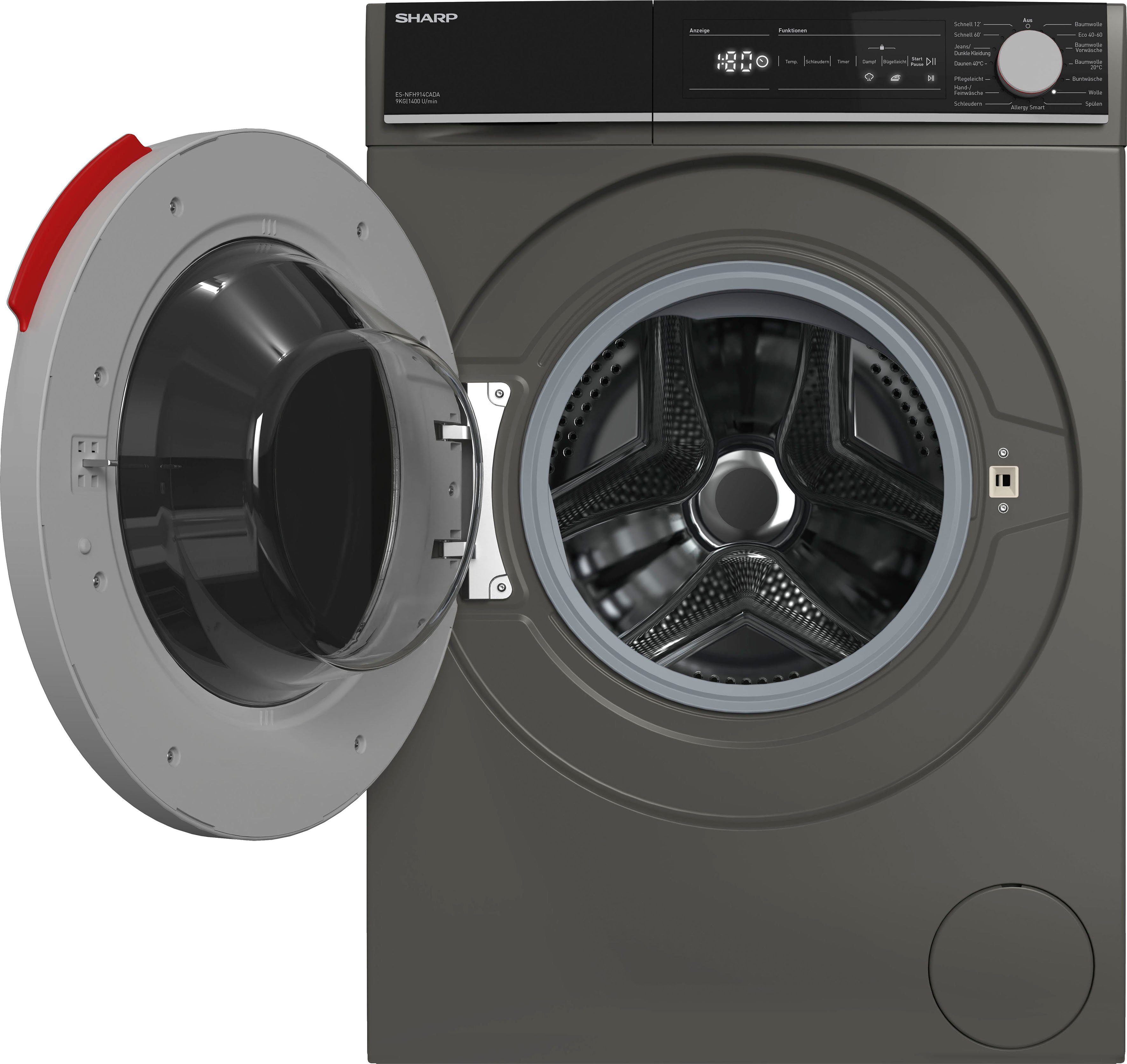 Sharp Waschmaschine 1400 U/min kg, ES-NFH914CADA-DE, 9