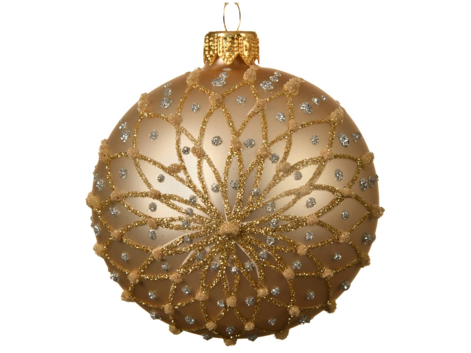 Decoris season decorations Weihnachtsbaumkugel Kugel Glas matt Blume perle 8 cm