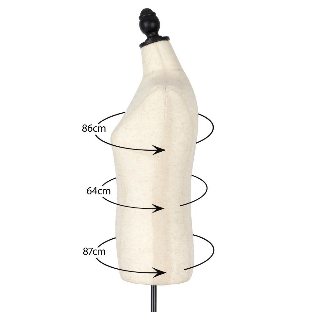 Semplix Schneiderpuppe - Torso, dekorativ mit Leinenbezug, höhenverstellbar