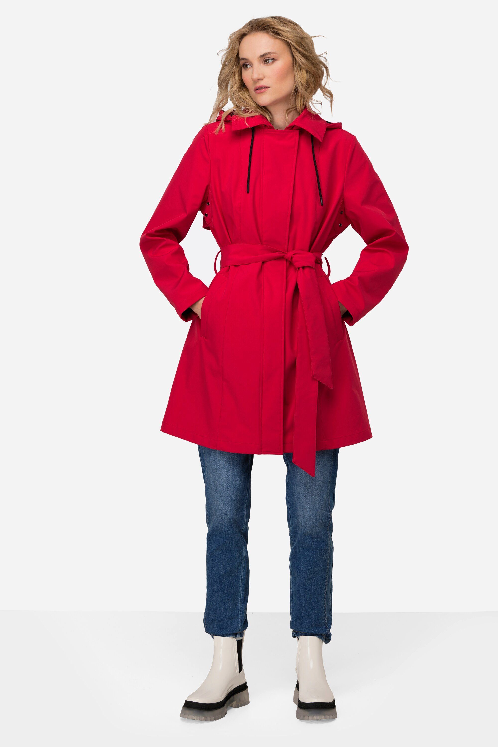 Wintermantel Trenchcoat Kapuze Bindegürtel Langarm