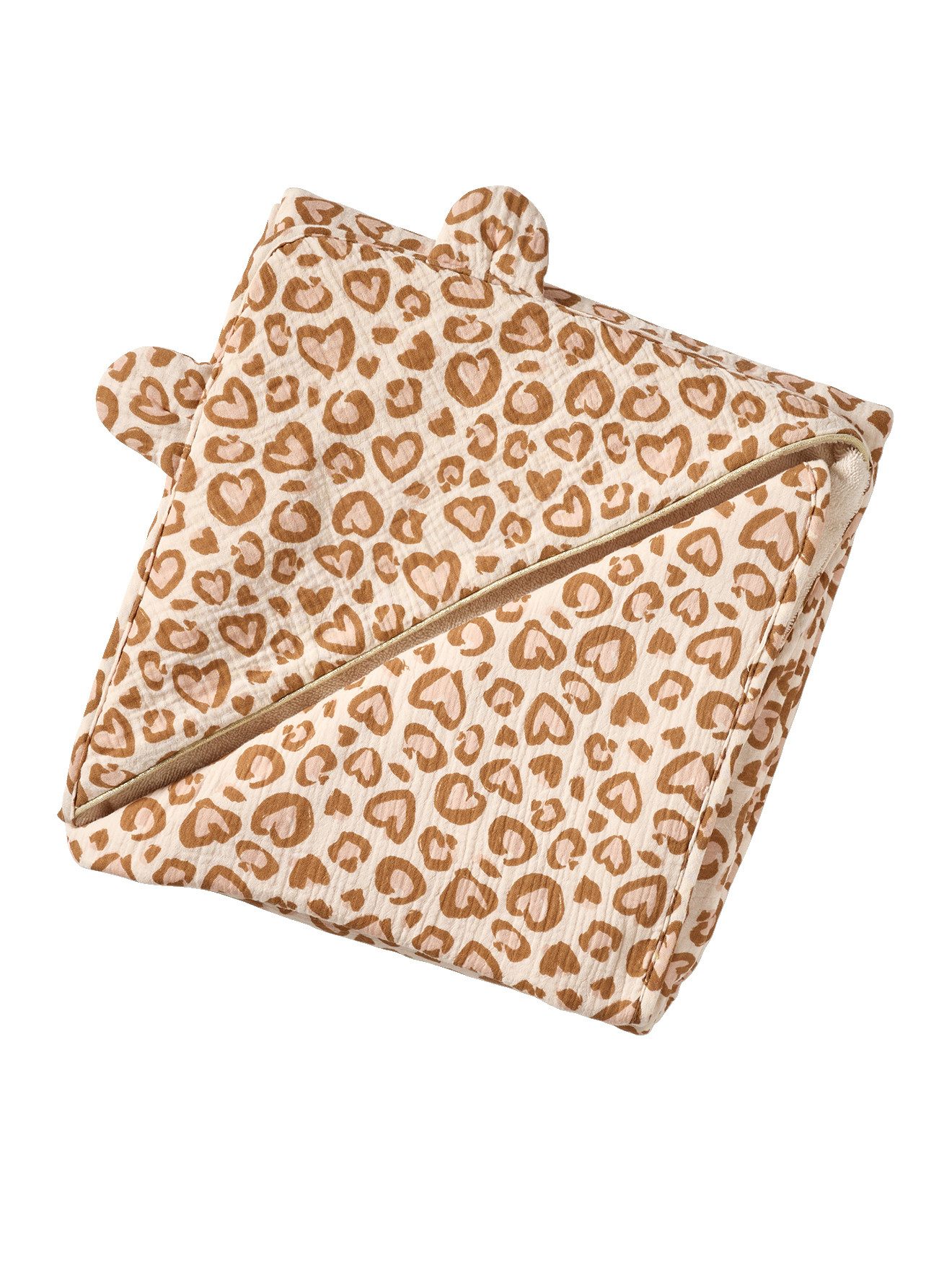 vertbaudet Kapuzenhandtuch Baby Badecape LOVELY LEO aus Musselin