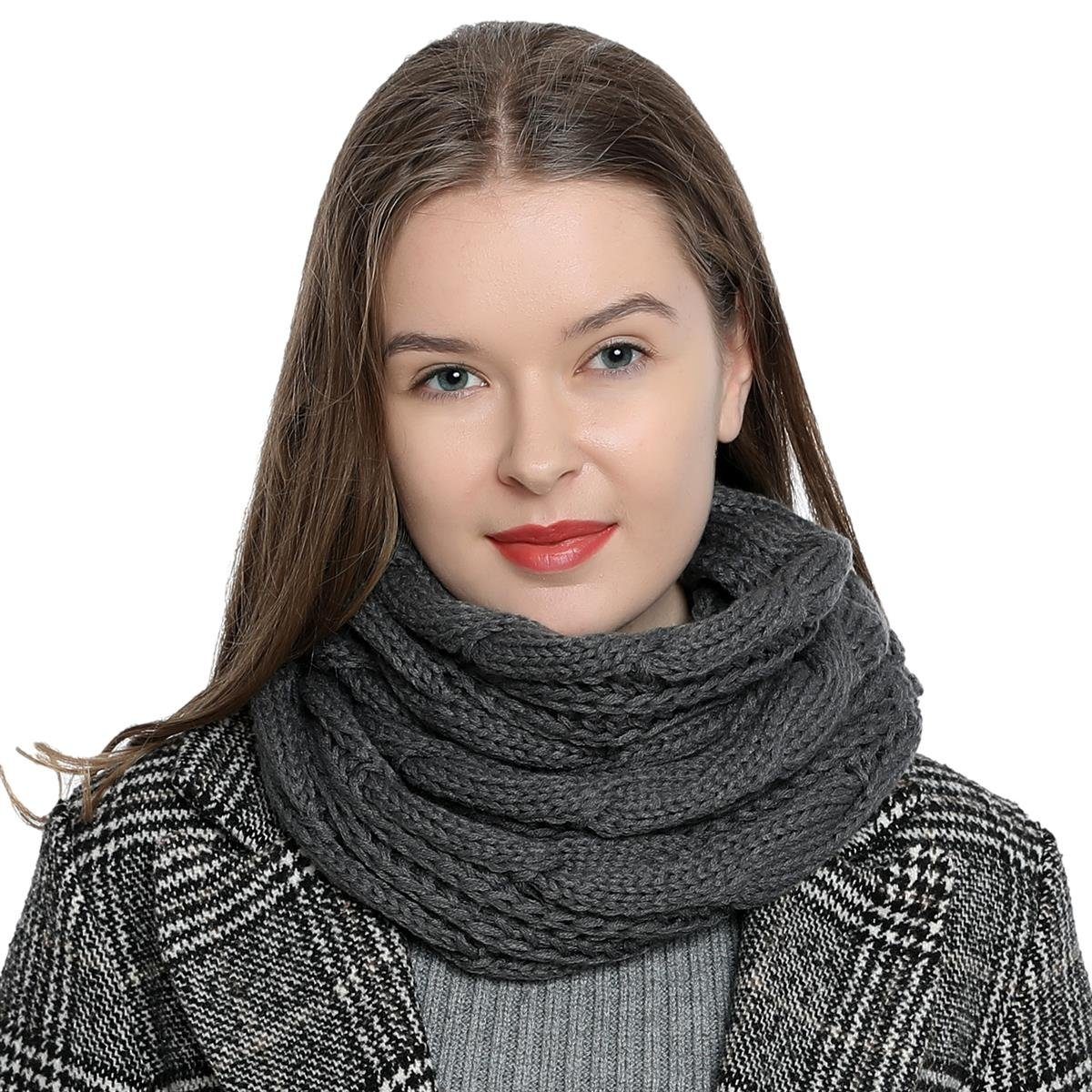 DonDon Schal Damen Winterschal Strickschal Schal, (1-St), Schlauchschal, warm und weich, Strickmuster