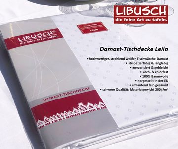 Libusch® Tischdecke Damast-Tischdecke LEILA, weiß, dezent, 100% Baumwolle, Größe wählbar (1-tlg), Jacquardgewebe