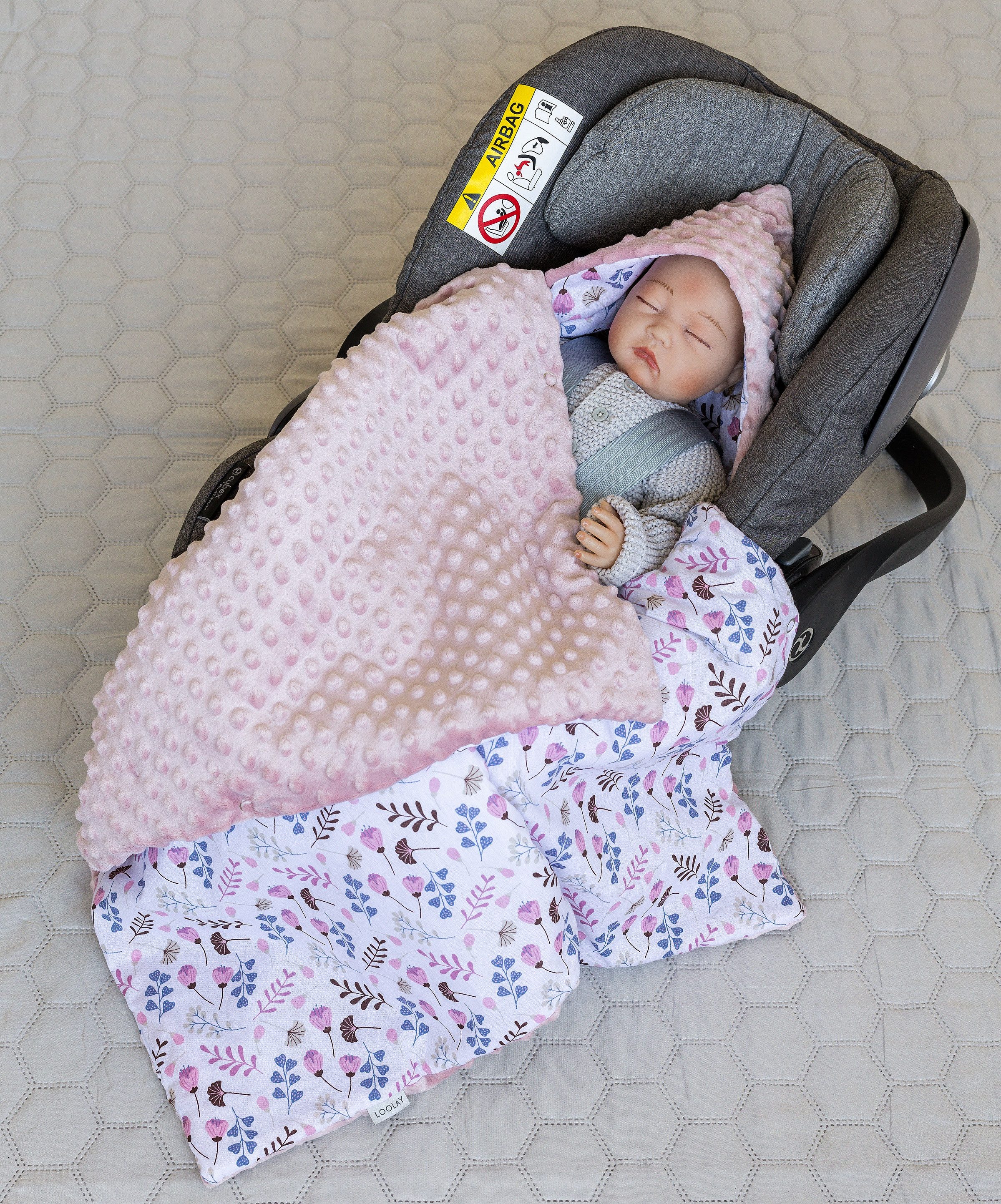 Babytrage Einschlagdecke für Kinder Autositz und Babyschale Babytrage 90 x 90 cm