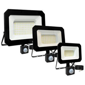 Mustwin LED Flutlichtstrahler, LED fest integriert, Tageslichtweiß, Scheinwerfer IP65 Wasserdicht mit 1,5M Stromkabel