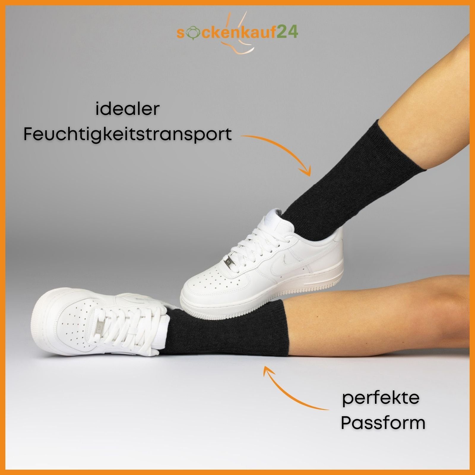 sockenkauf24 Tennissocken 10, 20, 30 Paar Sportsocken Arbeitssocken Herren & Damen (Schwarz, 30-Paar, 43-46) Socken Baumwolle 10100 – Bild 5 von 5