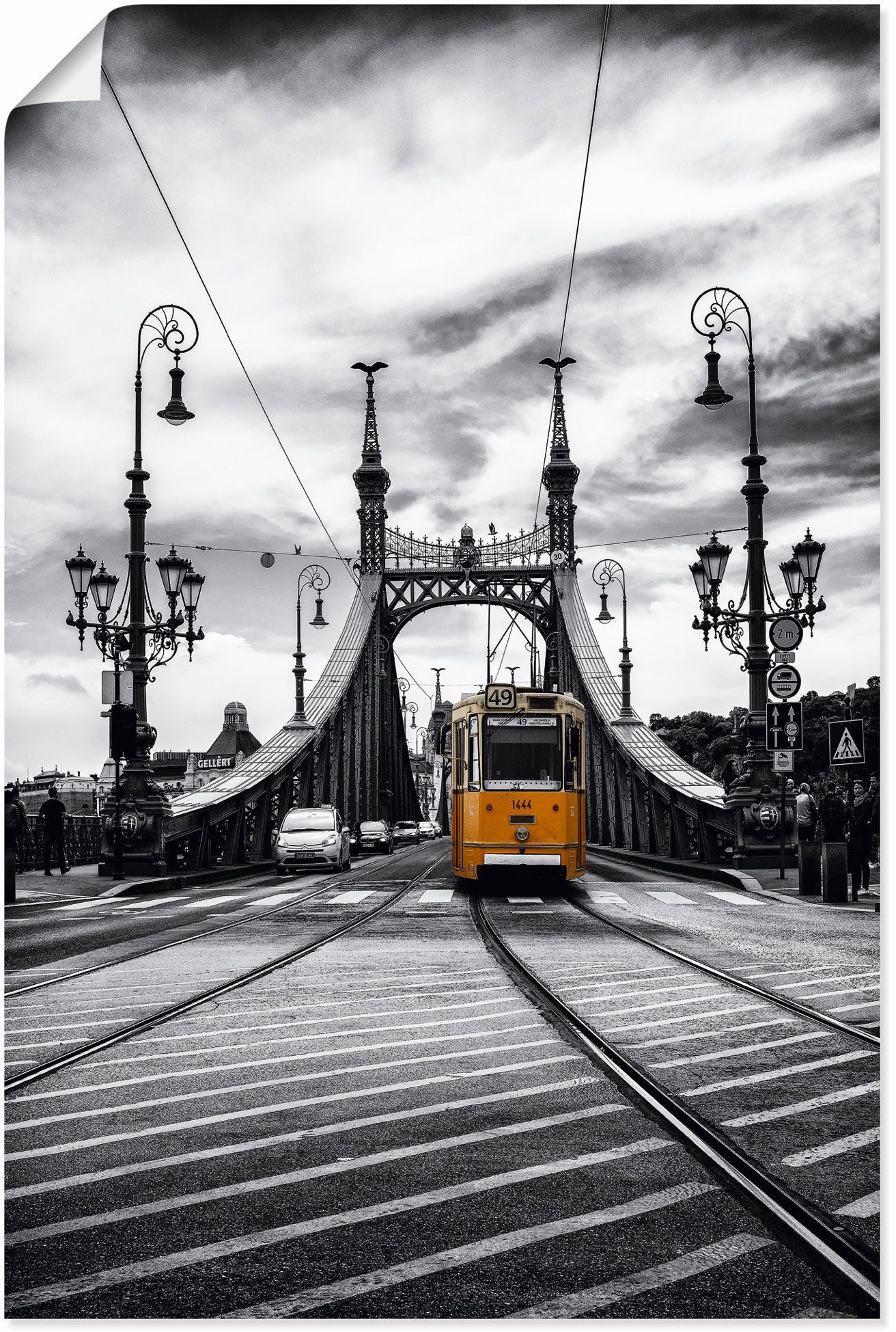 Freiheitsbrücke Größen St), Poster Wandbild Straßenbahn, Leinwandbild, versch. als Budapest in oder Artland (1 Zugbilder Wandaufkleber Alubild,