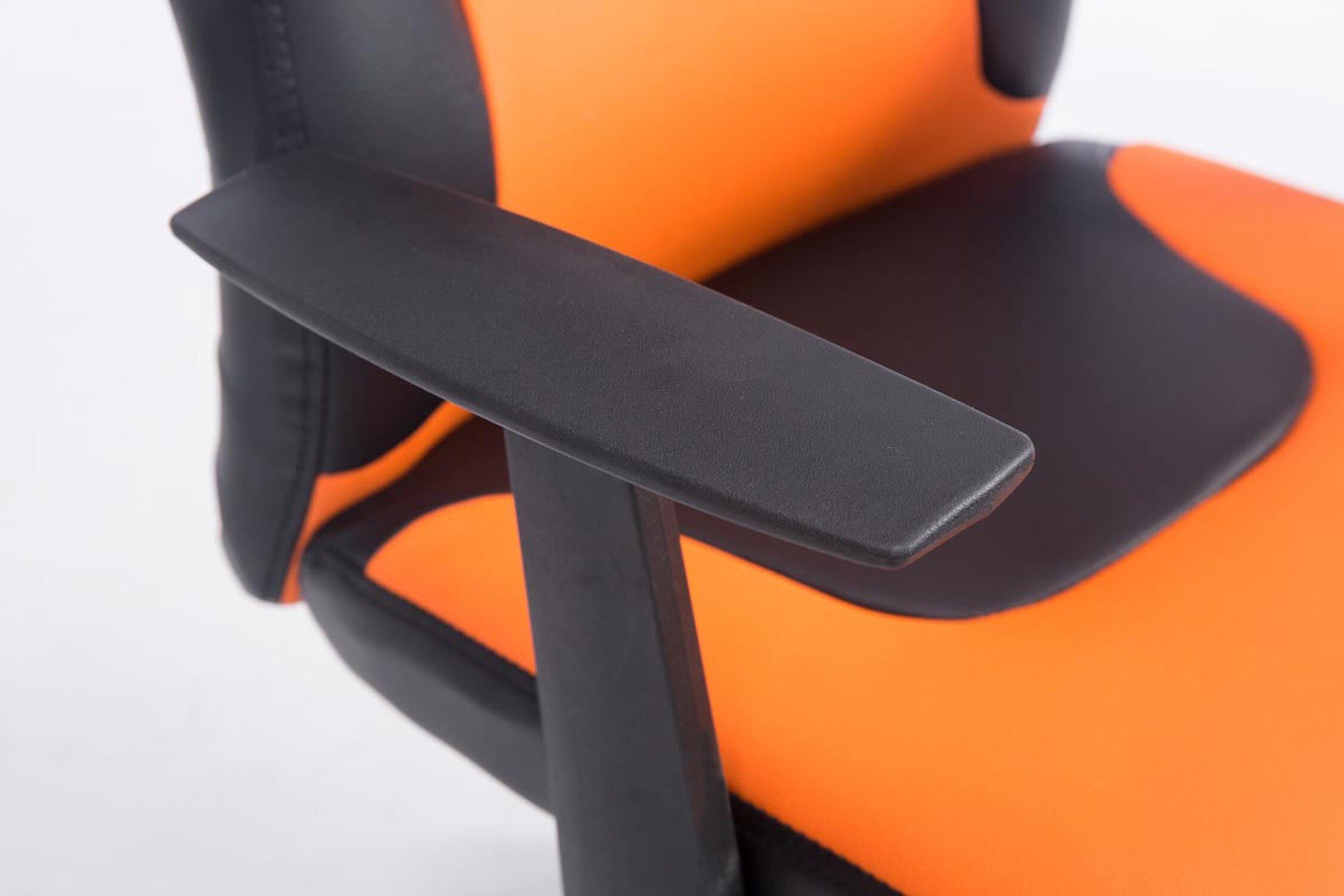 TPFLiving Bürostuhl Funny schwarz schwarz/orange - höhenverstellbar Rückenlehne Kunststoff Drehstuhl, bequemer Kunstleder - Gamingstuhl, drehbar Sitzfläche: Chefsessel), Racingstuhl, (Schreibtischstuhl, Gestell: mit 360° und