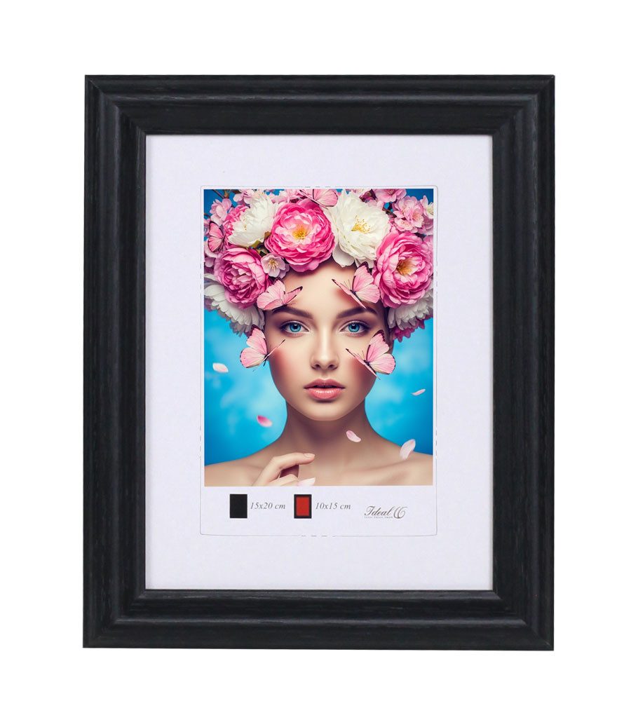 IDEAL TREND Bilderrahmen Holzrahmen mit Kunststoffglas Bilderrahmen MDF-Rahmen Collage Wandrahm, für 1 Bilder (1 St), bruchsicheres Kunststoffglas, Schrägschnitt Passepartout