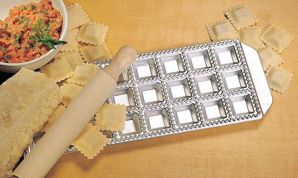 imperia Ravioliform Ravioli Classici, Aluminium, für 36 Ravioli, inkl. Nudelholz, Aluminium