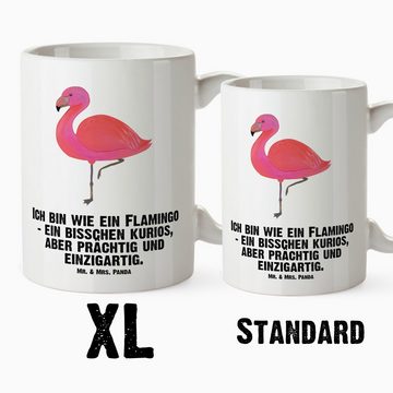 Mr. & Mrs. Panda Tasse Flamingo Classic - Weiß - Geschenk, XL Tasse, XL Becher, prächtig, Au, XL Tasse Keramik, Prächtiger Farbdruck